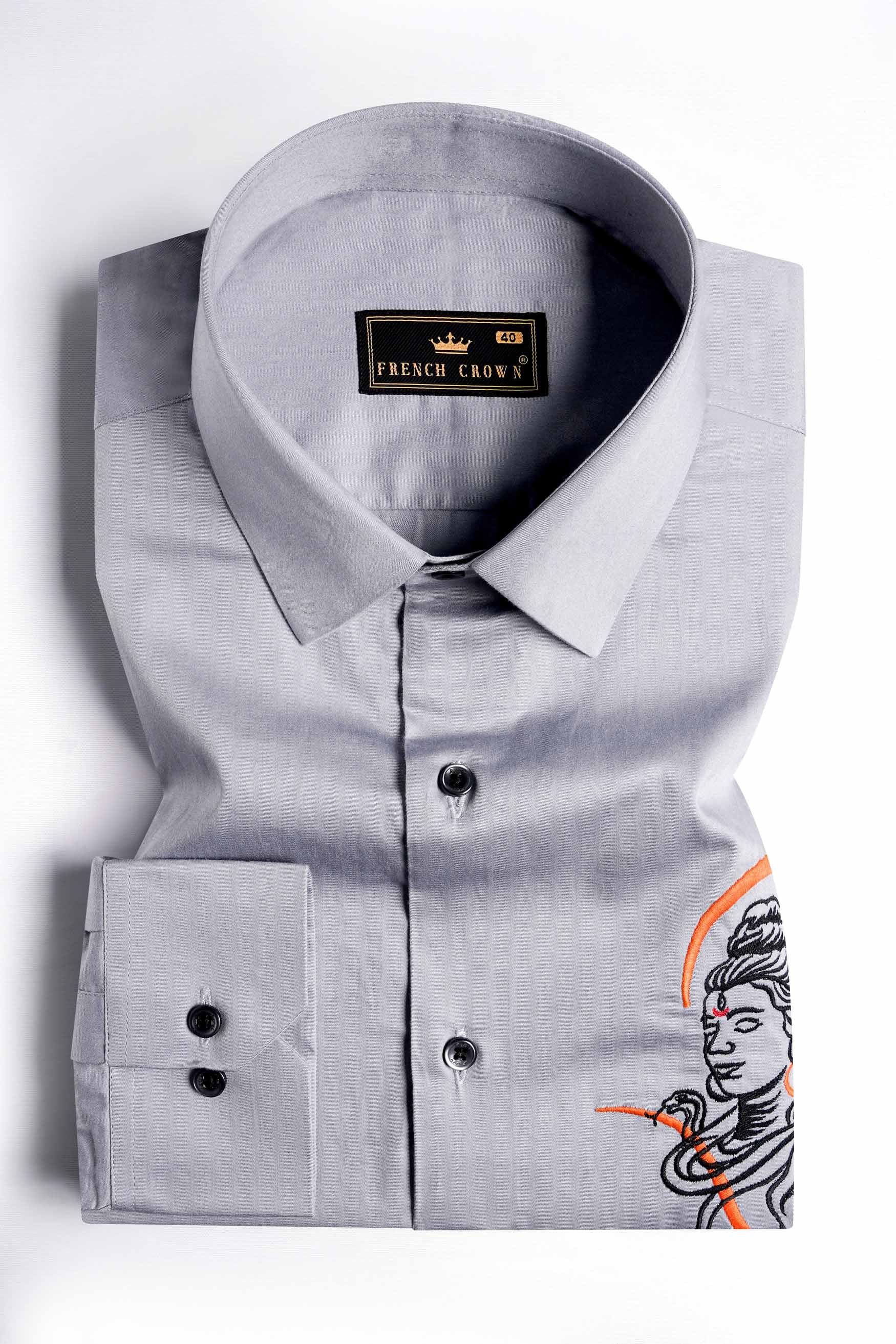 Quartz Gray Lord Shiva Embroidered Super Soft Premium Cotton Designer Shirt 8845-BLK-E190-38, 8845-BLK-E190-H-38, 8845-BLK-E190-39, 8845-BLK-E190-H-39, 8845-BLK-E190-40, 8845-BLK-E190-H-40, 8845-BLK-E190-42, 8845-BLK-E190-H-42, 8845-BLK-E190-44, 8845-BLK-E190-H-44, 8845-BLK-E190-46, 8845-BLK-E190-H-46, 8845-BLK-E190-48, 8845-BLK-E190-H-48, 8845-BLK-E190-50, 8845-BLK-E190-H-50, 8845-BLK-E190-52, 8845-BLK-E190-H-52