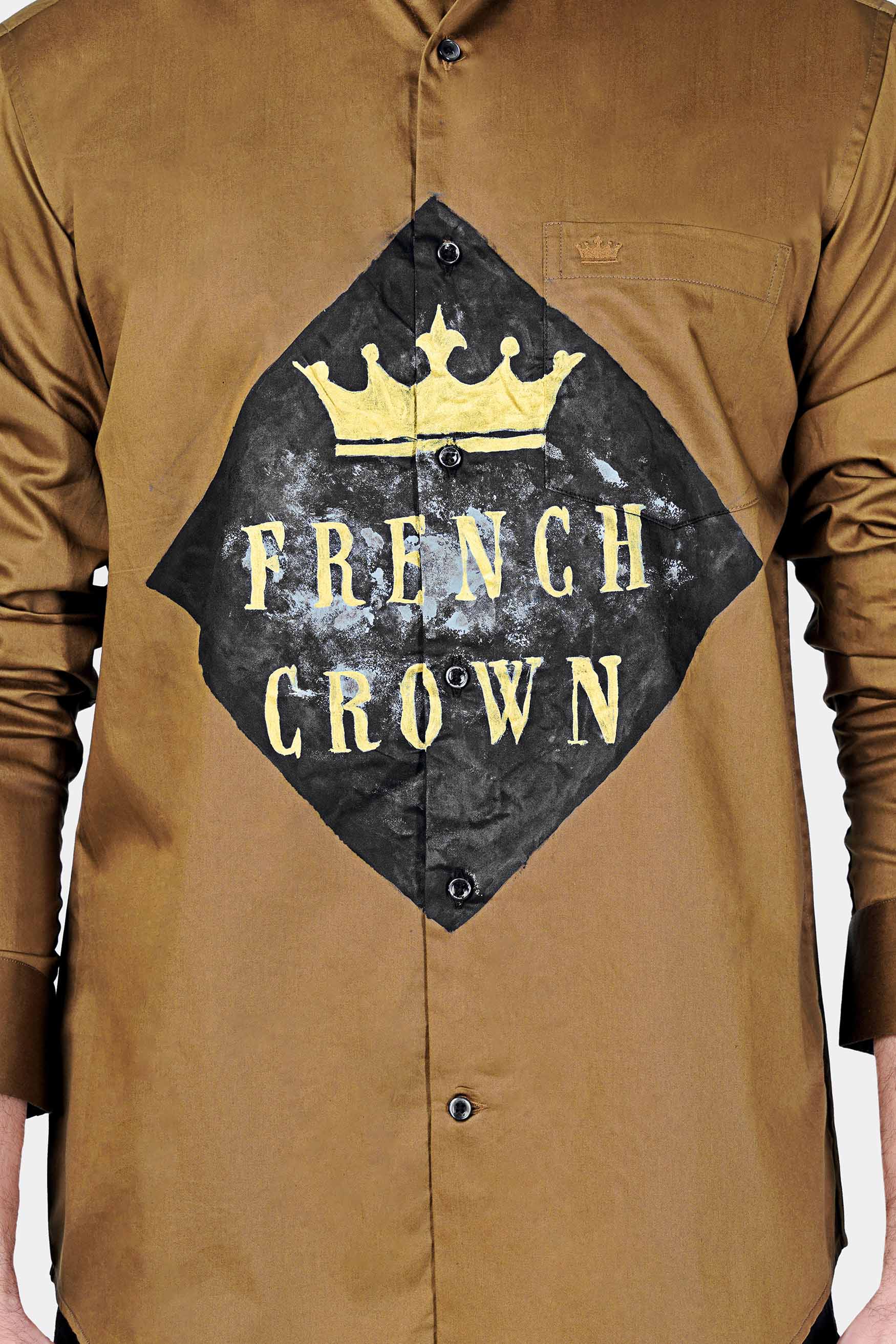 Nutmeg Brown French Crown Hand Painted Subtle Sheen Super Soft Premium Cotton Designer Shirt