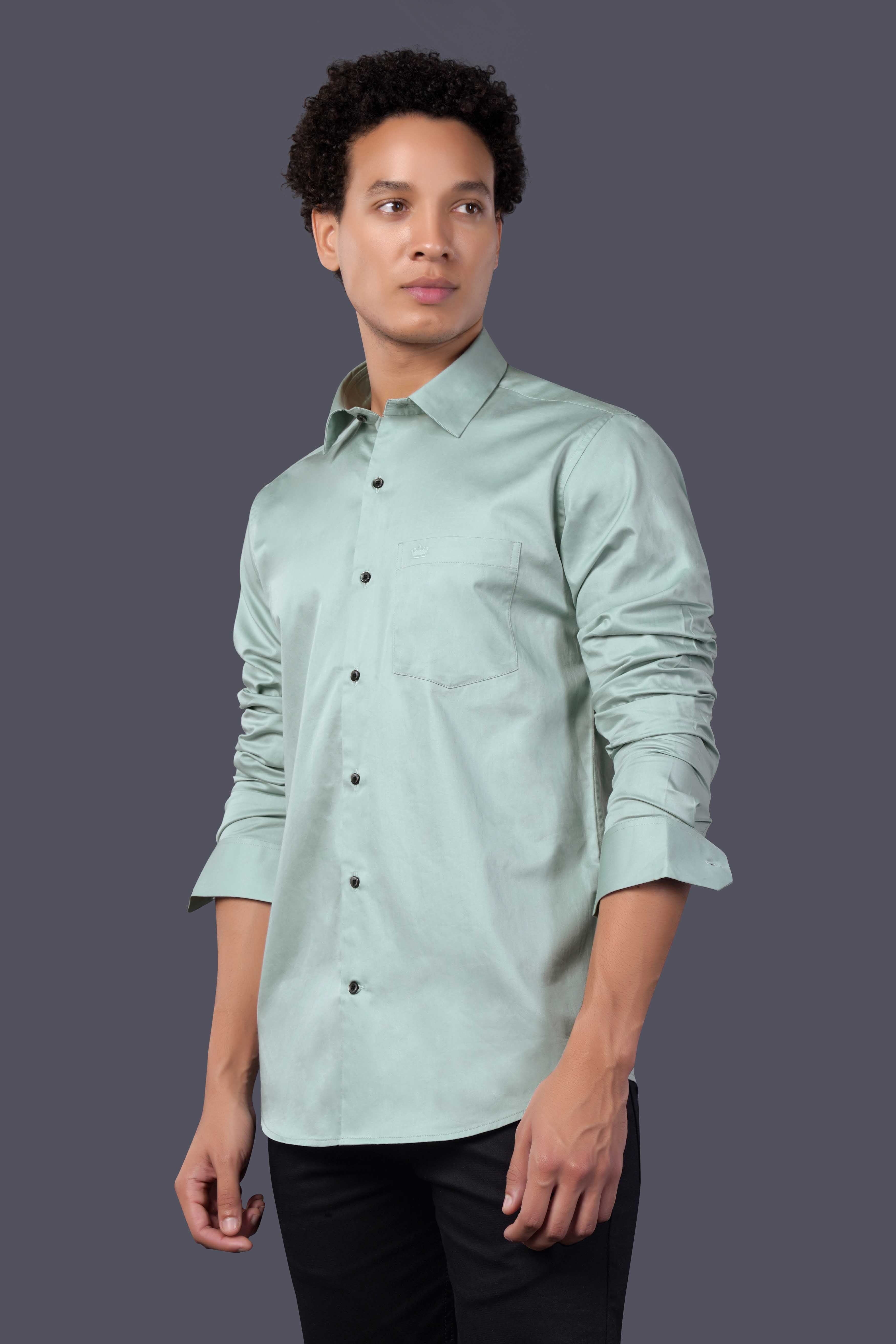 Cyan Green French Crown Printed Subtle Sheen Super Soft Premium Cotton Designer Shirt