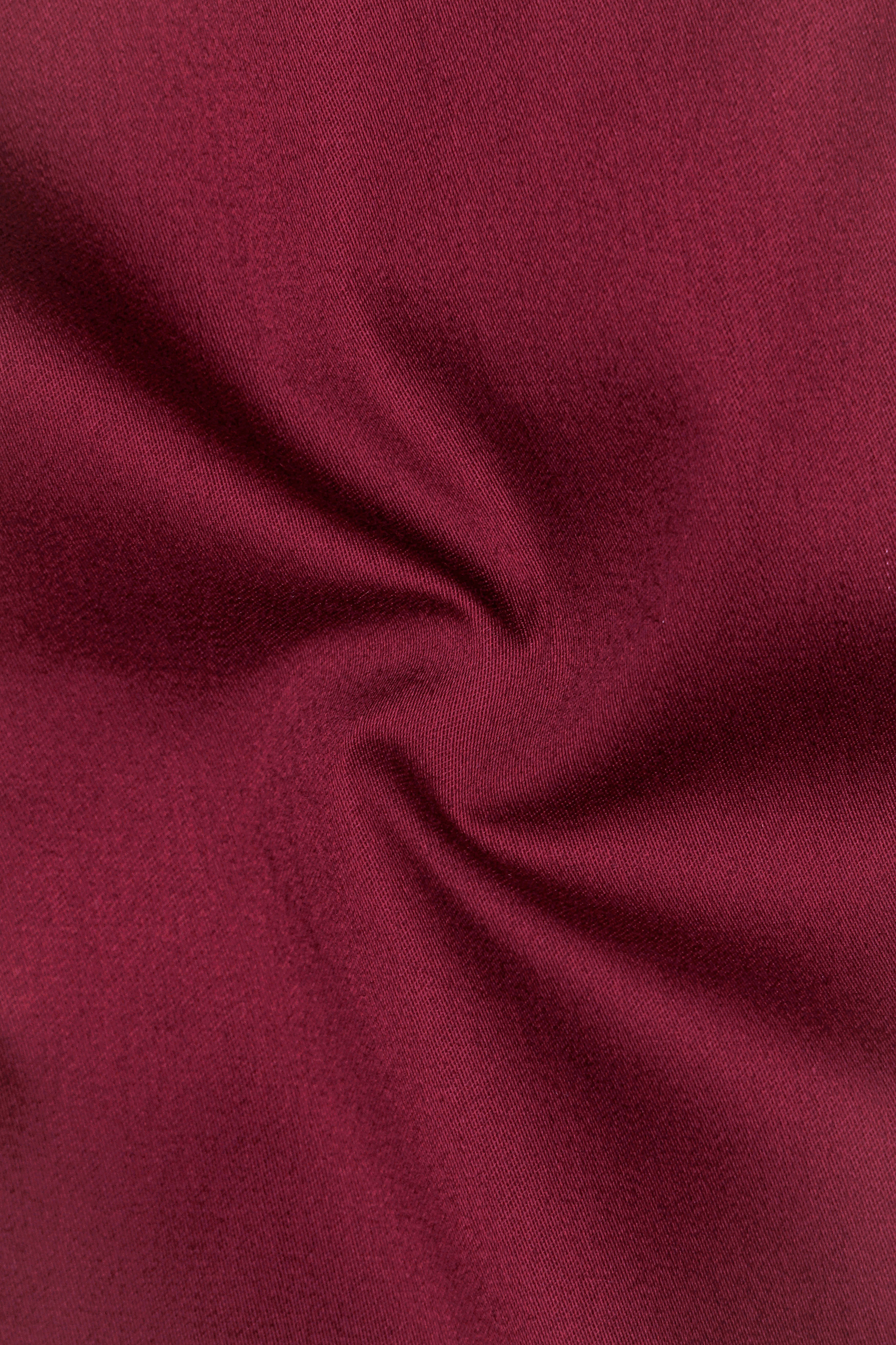 Vivid Auburn Red Subtle Sheen Snake Pleated Super Soft Premium Cotton Tuxedo Shirt