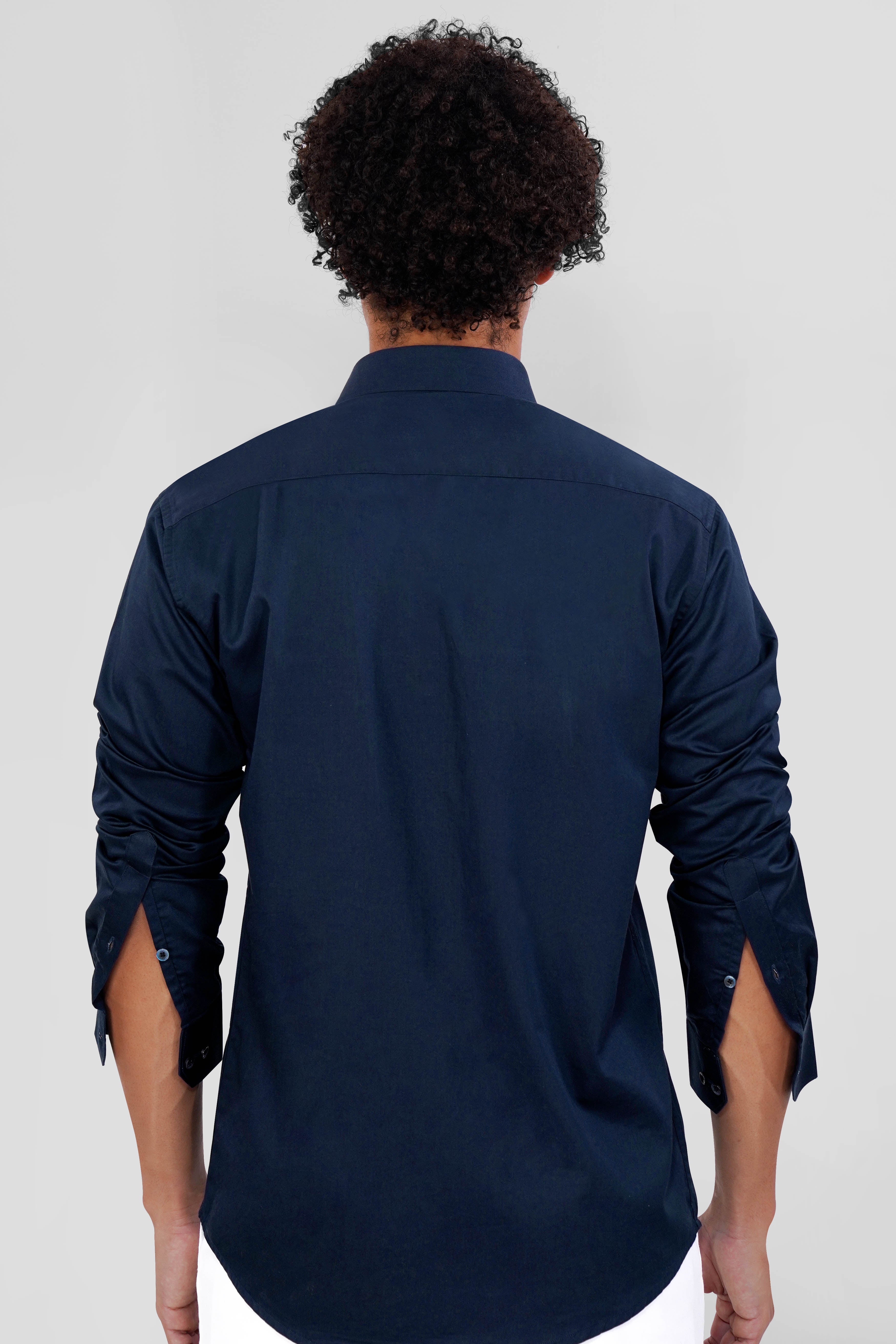 Baltic Sea Blue Chandrayaan-3 Hand-Painted Super Soft Premium Cotton Designer Shirt