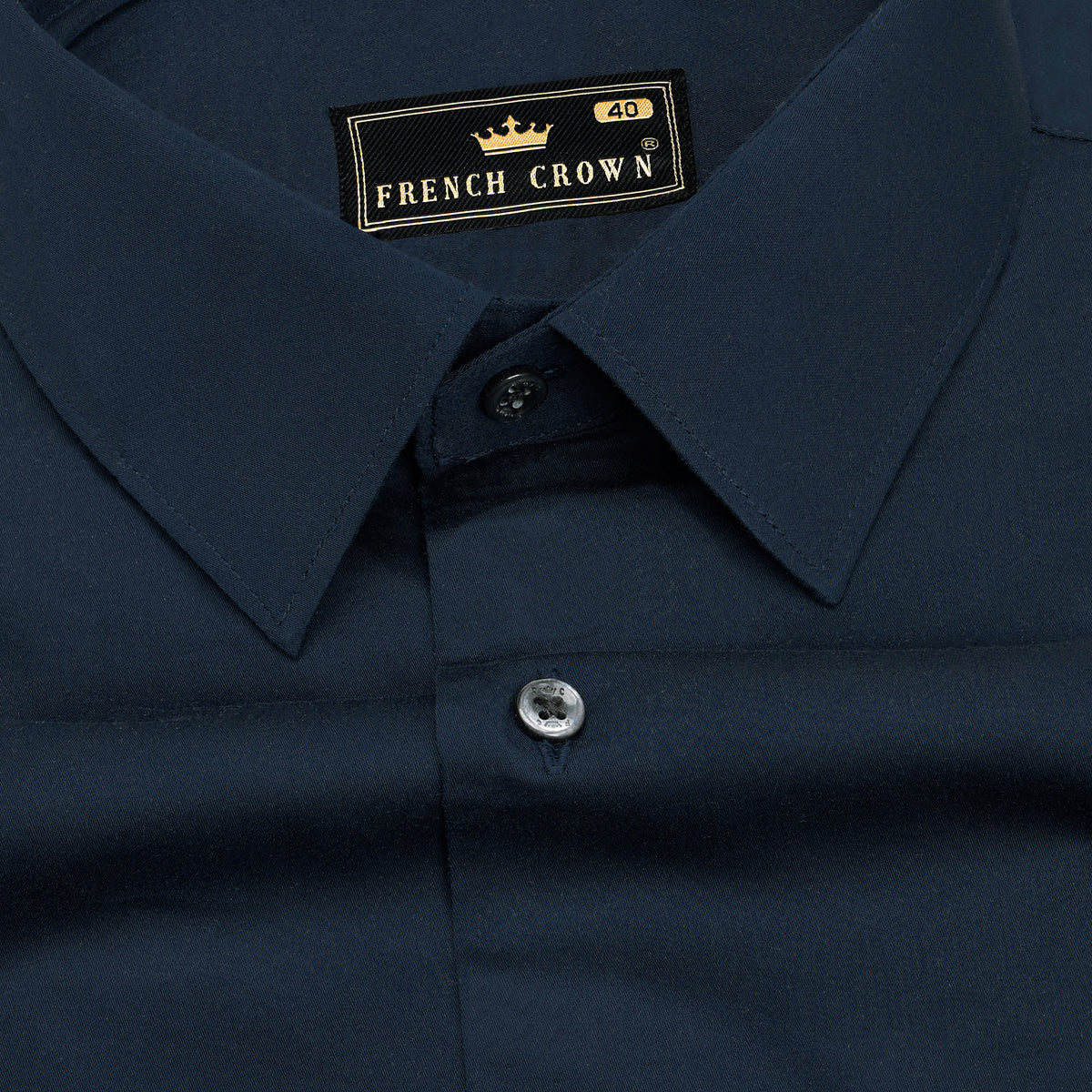 Baltic Sea Navy Blue Formal/Casual Plain-Solid Premium Cotton