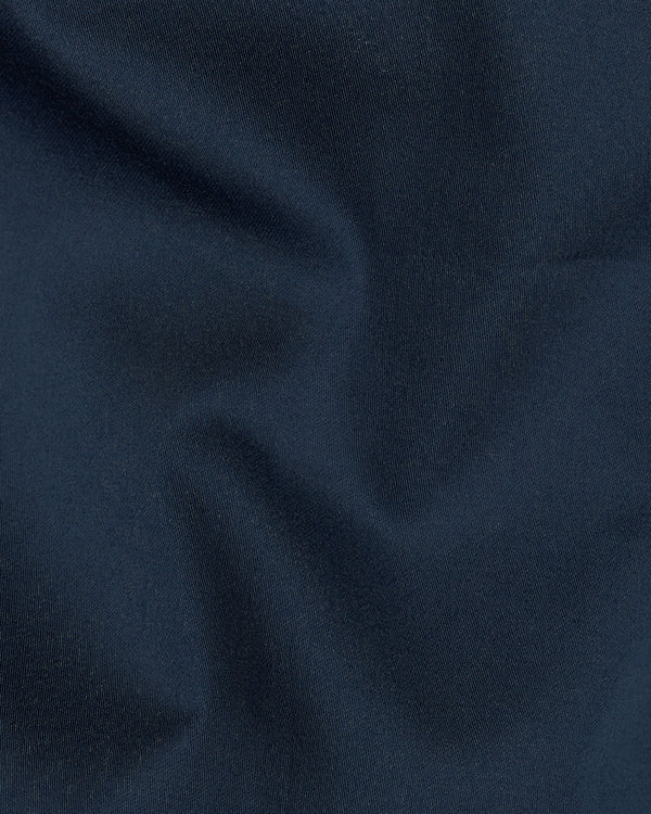 Baltic Sea Navy Blue Subtle Sheen Super Soft Premium Cotton Shirt