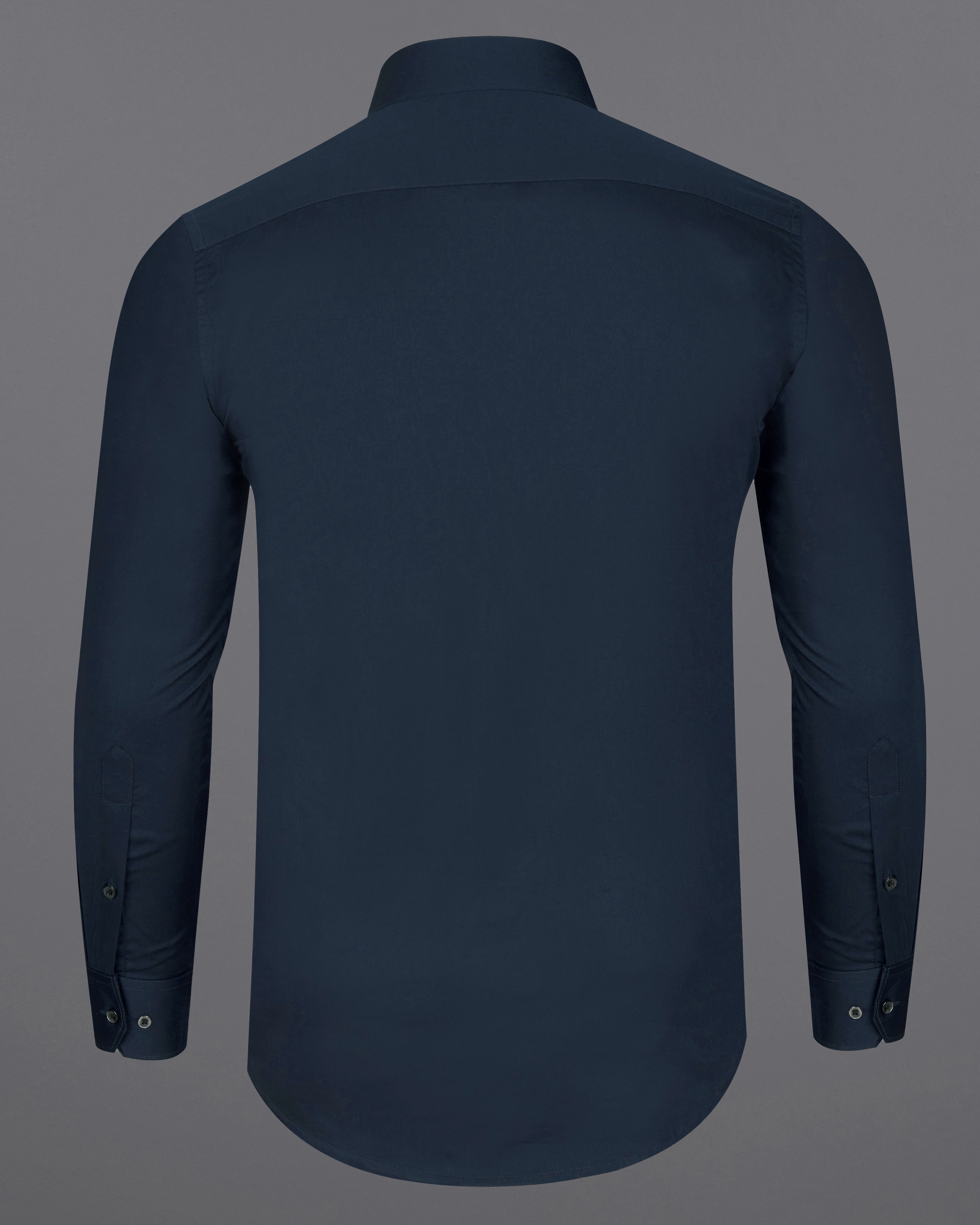 Baltic Sea Navy Blue Subtle Sheen Super Soft Premium Cotton Shirt