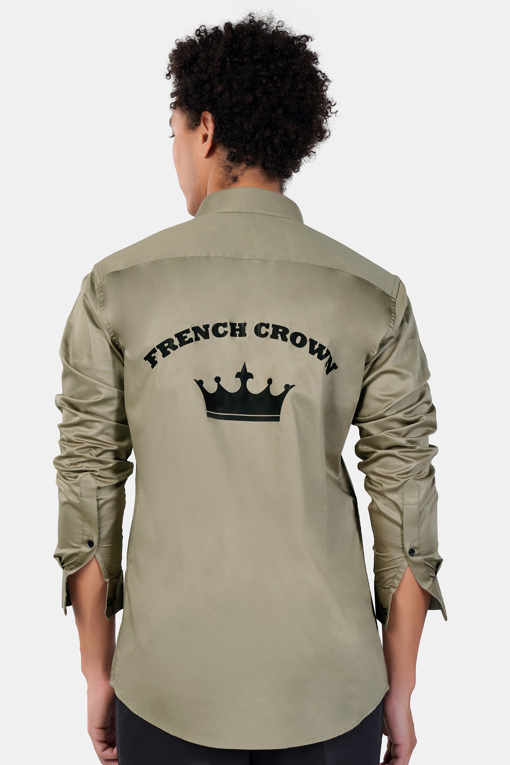 Oyster Brown French Crown Printed Subtle Sheen Super Soft Premium Cotton Designer Shirt