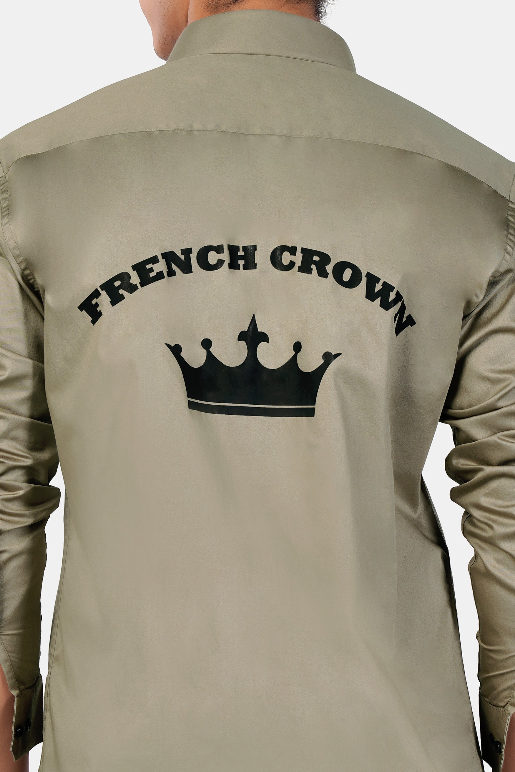 Oyster Brown French Crown Printed Subtle Sheen Super Soft Premium Cotton Designer Shirt