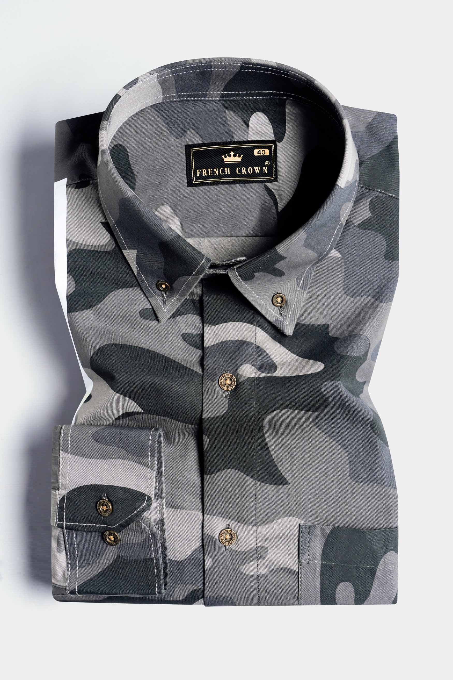 Ironside Gray and Cape Cod Gray Camouflage Printed Royal Oxford Designer Shirt 8892-BD-RPRT114-38, 8892-BD-RPRT114-H-38, 8892-BD-RPRT114-39, 8892-BD-RPRT114-H-39, 8892-BD-RPRT114-40, 8892-BD-RPRT114-H-40, 8892-BD-RPRT114-42, 8892-BD-RPRT114-H-42, 8892-BD-RPRT114-44, 8892-BD-RPRT114-H-44, 8892-BD-RPRT114-46, 8892-BD-RPRT114-H-46, 8892-BD-RPRT114-48, 8892-BD-RPRT114-H-48, 8892-BD-RPRT114-50, 8892-BD-RPRT114-H-50, 8892-BD-RPRT114-52, 8892-BD-RPRT114-H-52