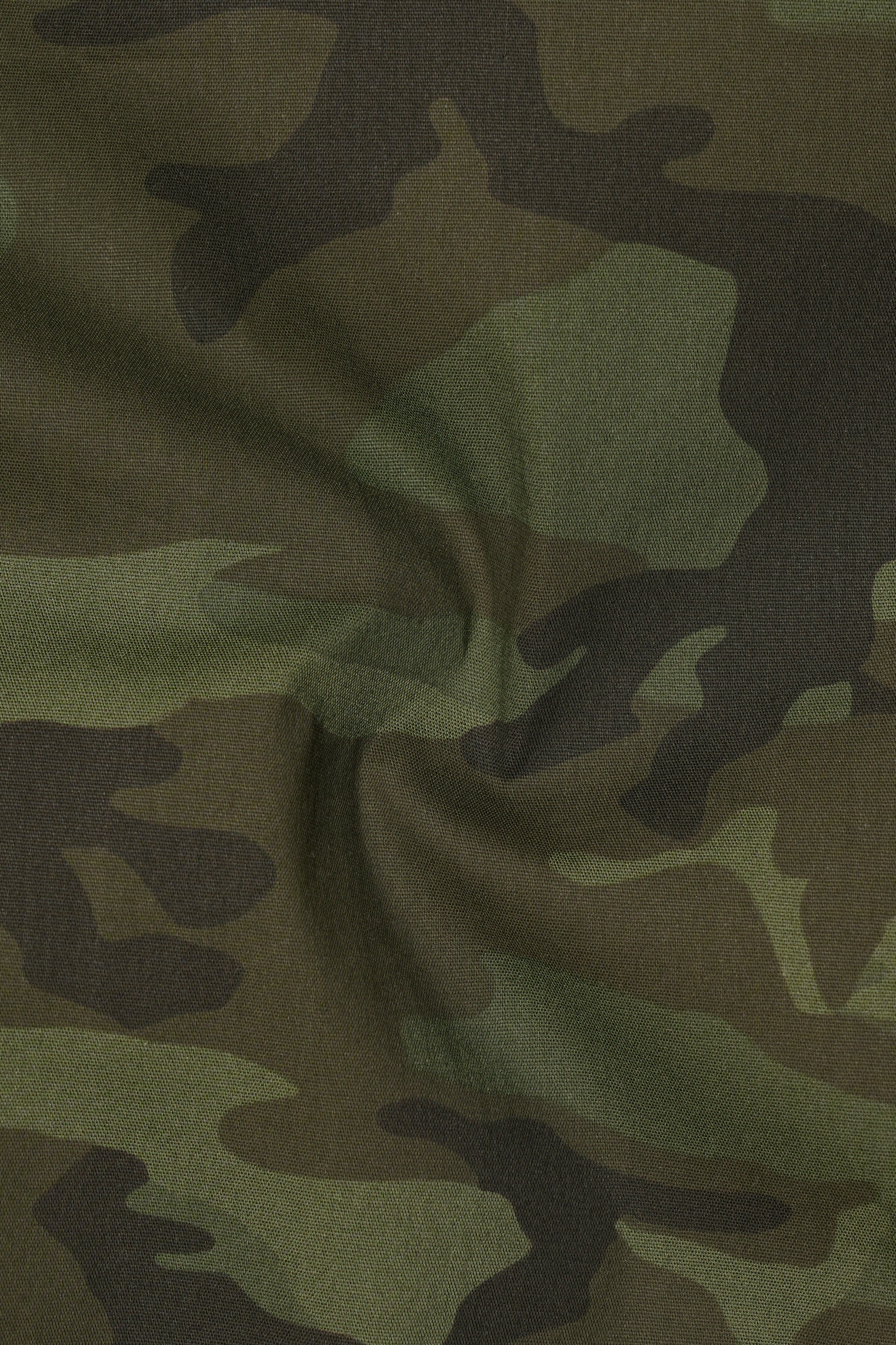 Taupe Green with Finch Green Camouflage Printed Royal Oxford Shirt