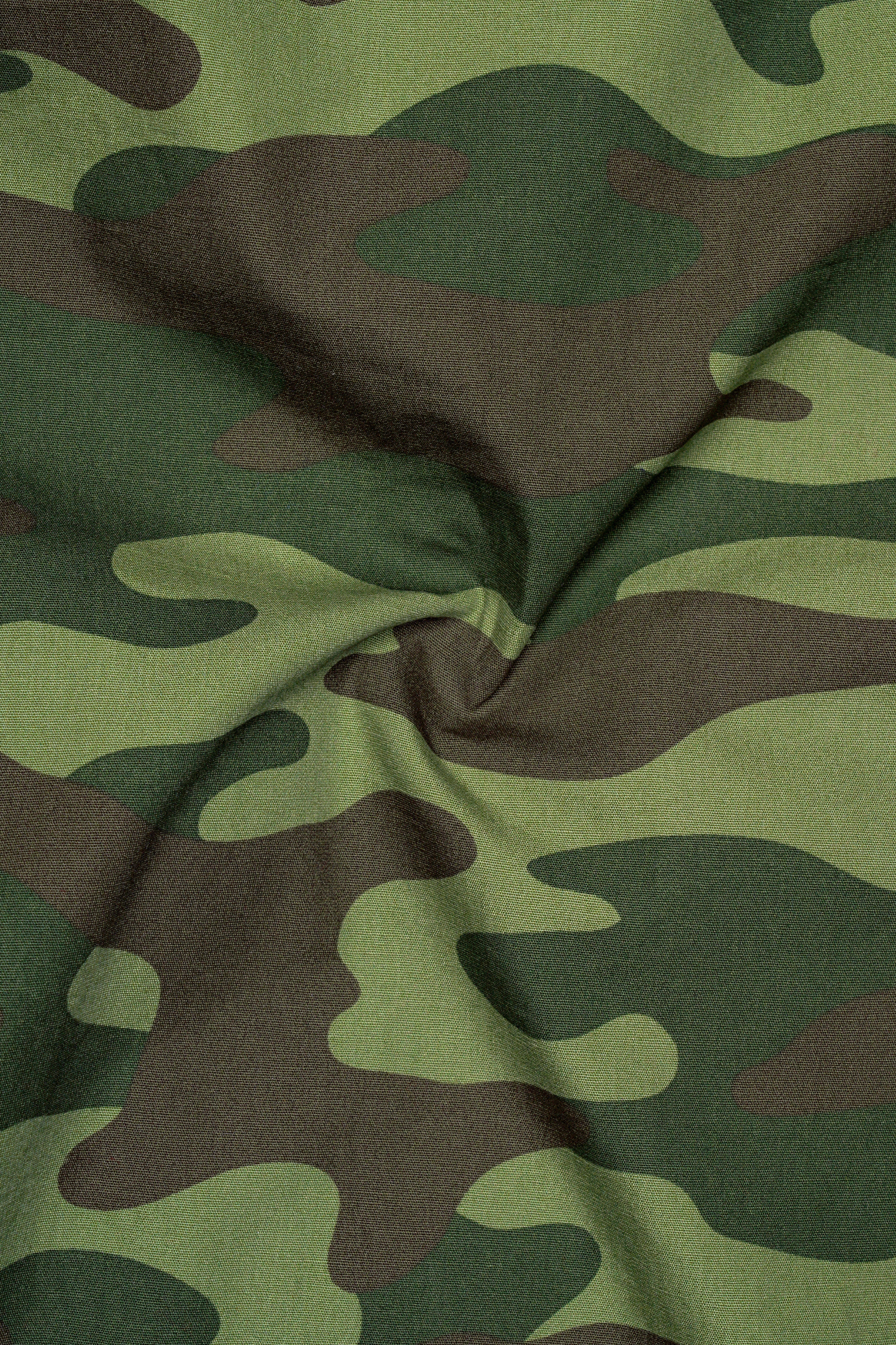 Mallard Green with Fuscous Brown Camouflage Printed Royal Oxford Designer Zipper Jacket