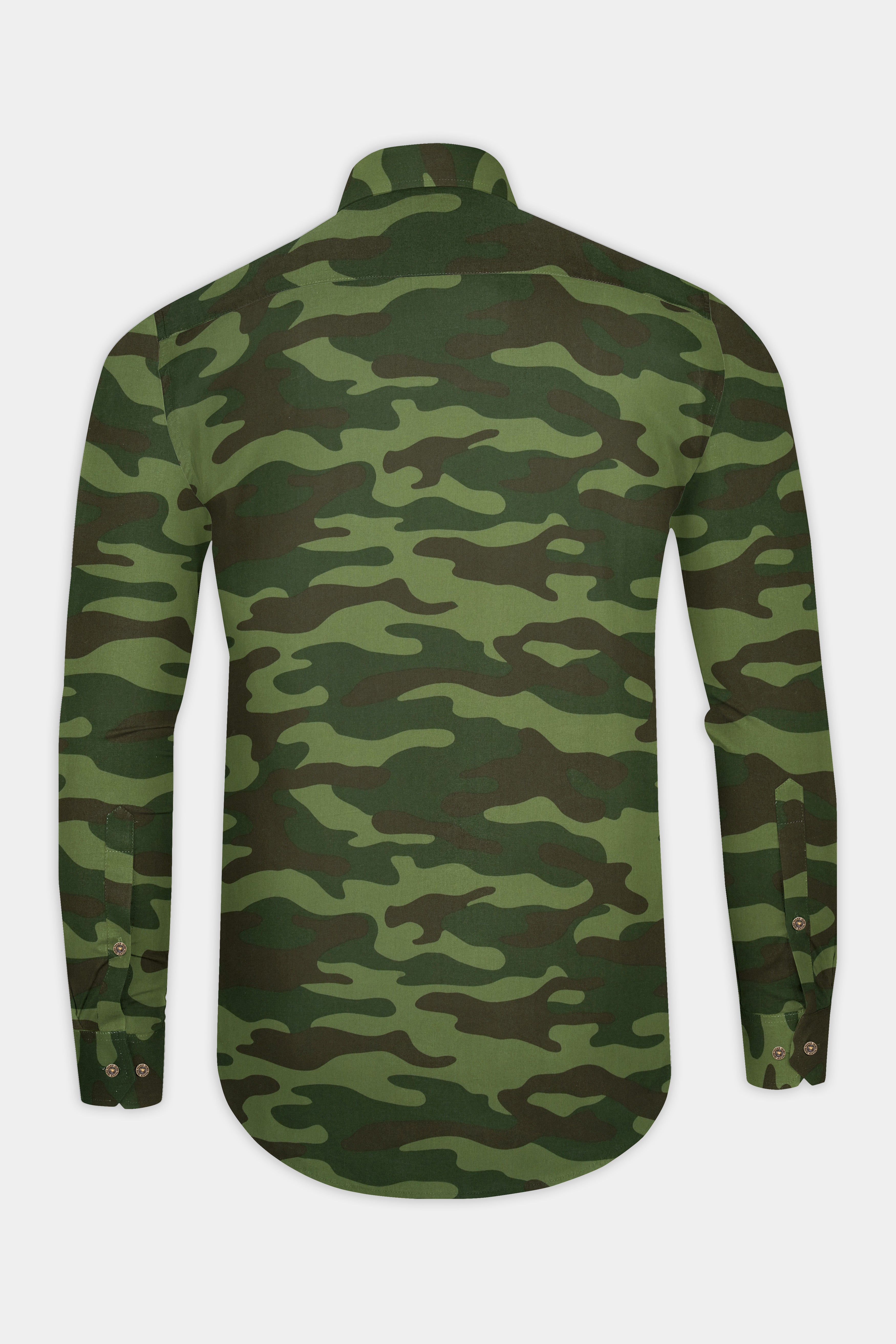 Mallard Green with Fuscous Brown Camouflage Printed Royal Oxford Designer Zipper Jacket