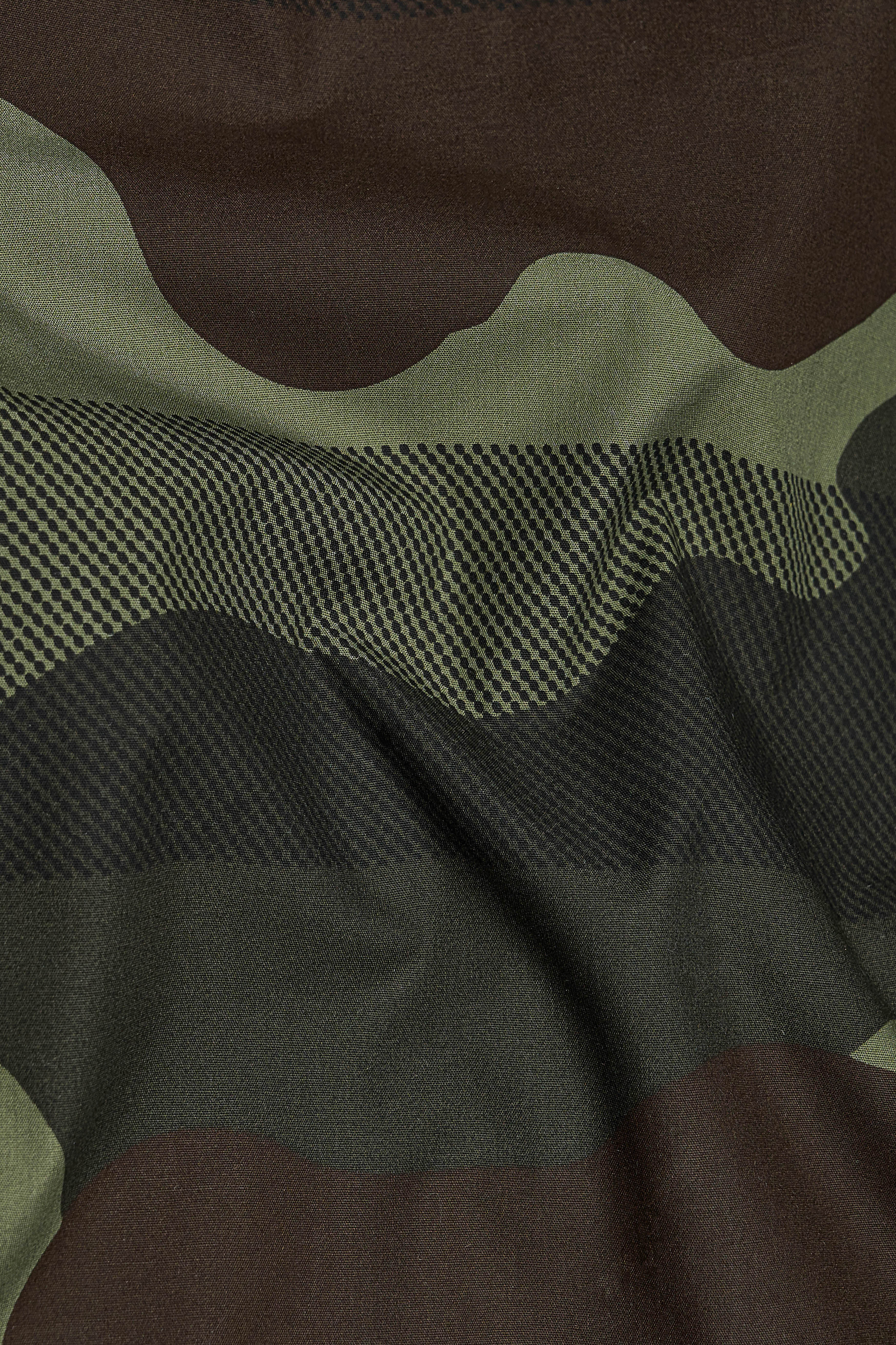 Birch Brown with Iridium Green Camouflage Printed Royal Oxford Shirt