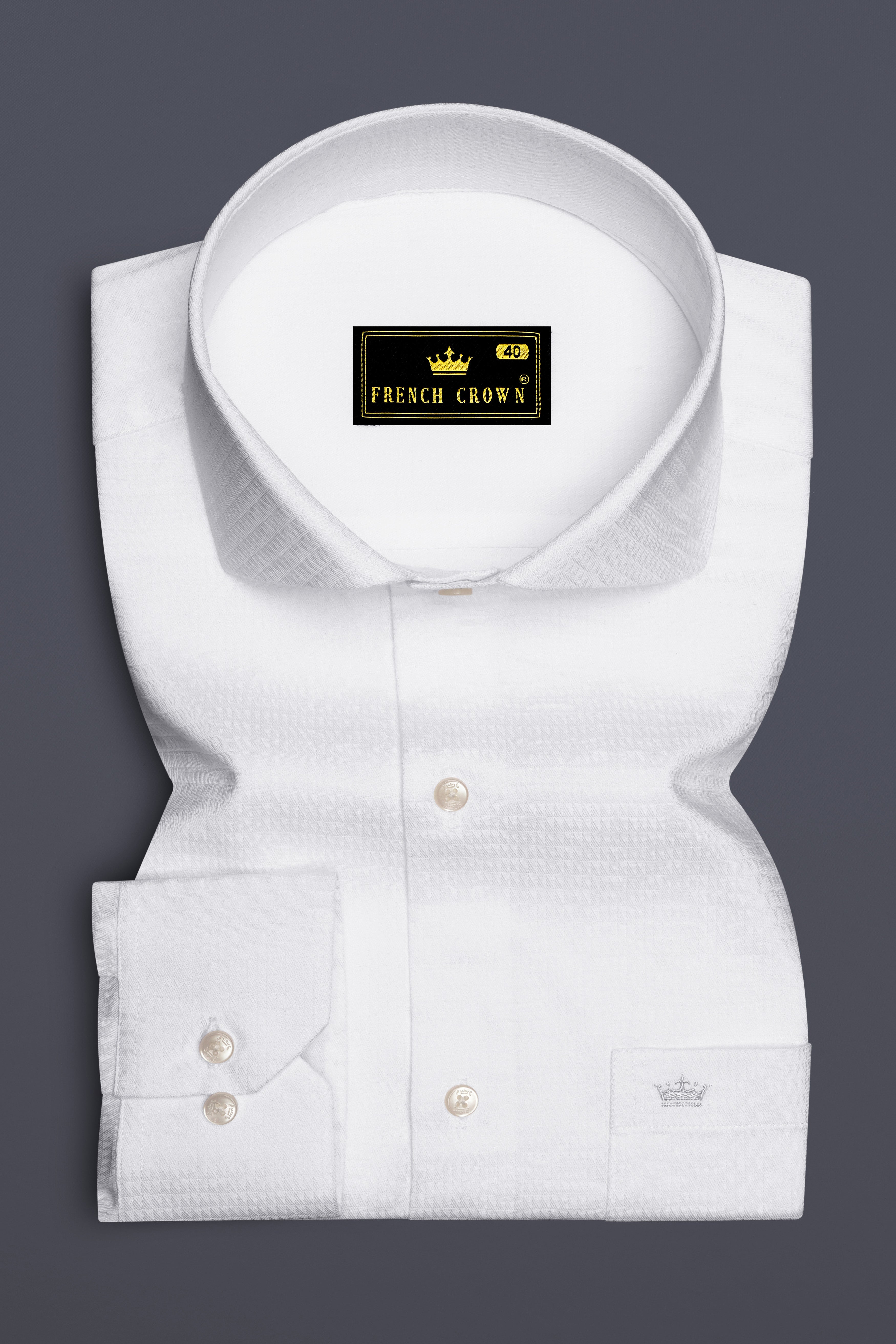 Bright White Dobby Textured Premium Giza Cotton Shirt