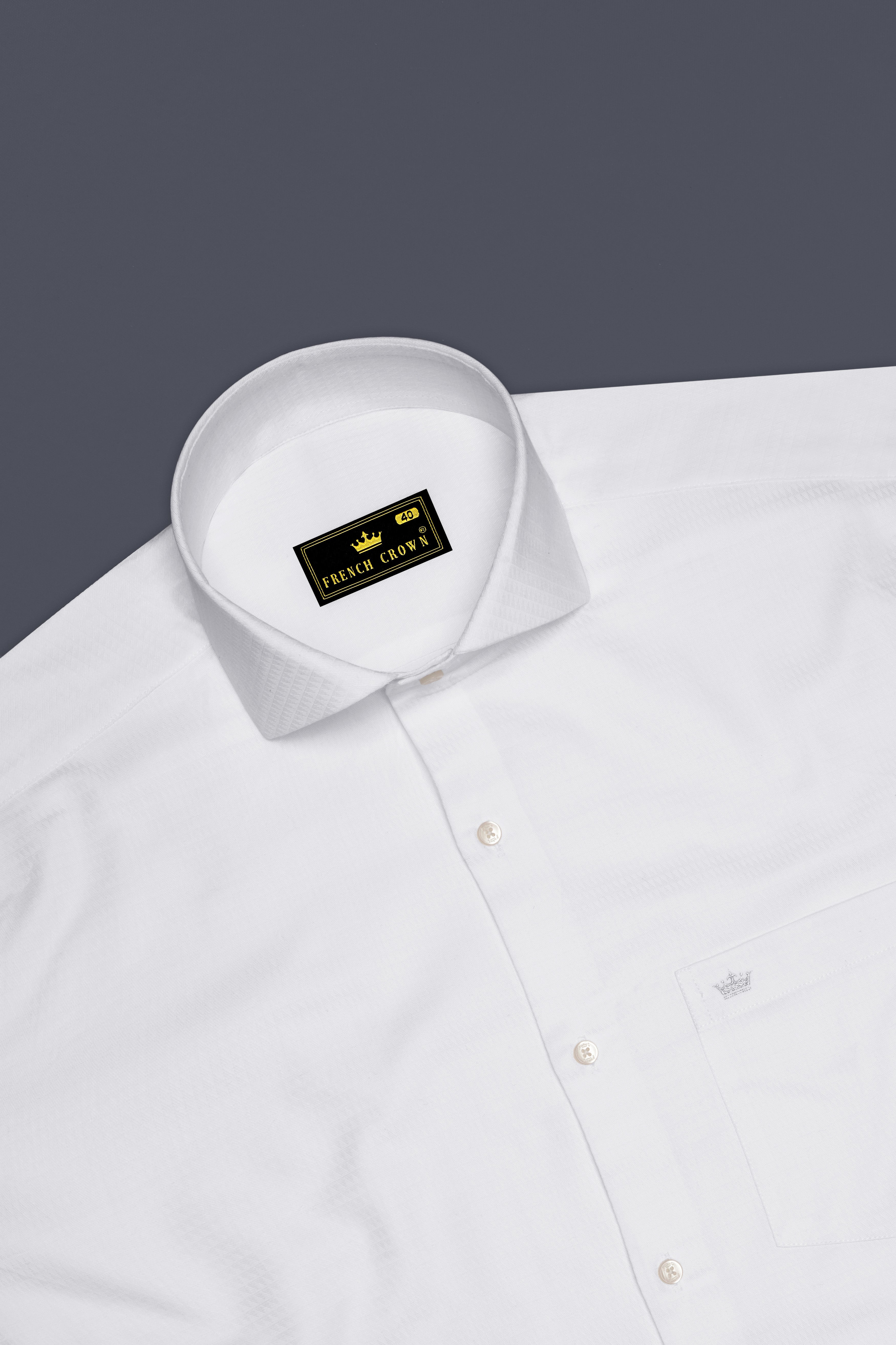 Bright White Dobby Textured Premium Giza Cotton Shirt
