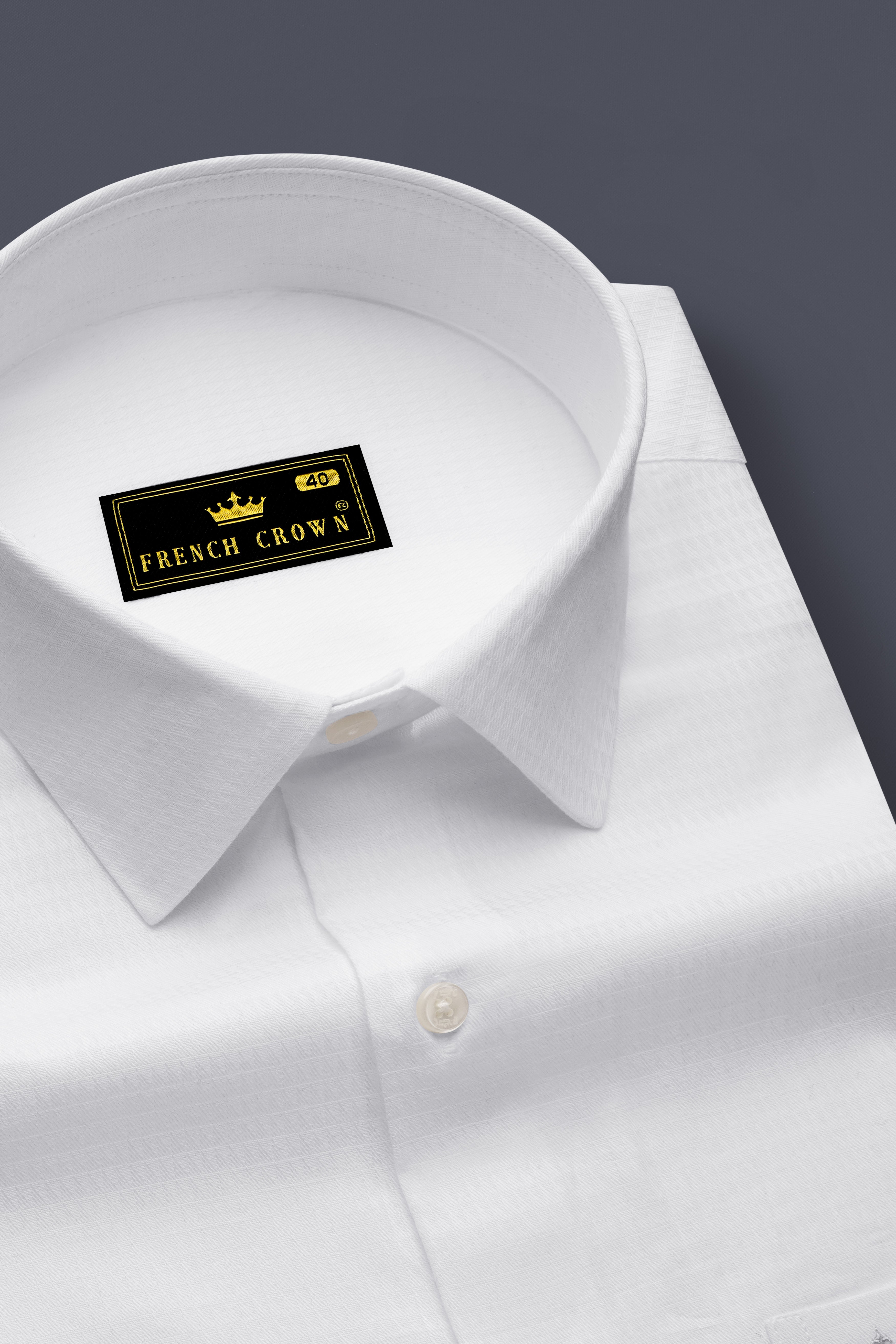 Bright White Dobby Textured Premium Giza Cotton Shirt