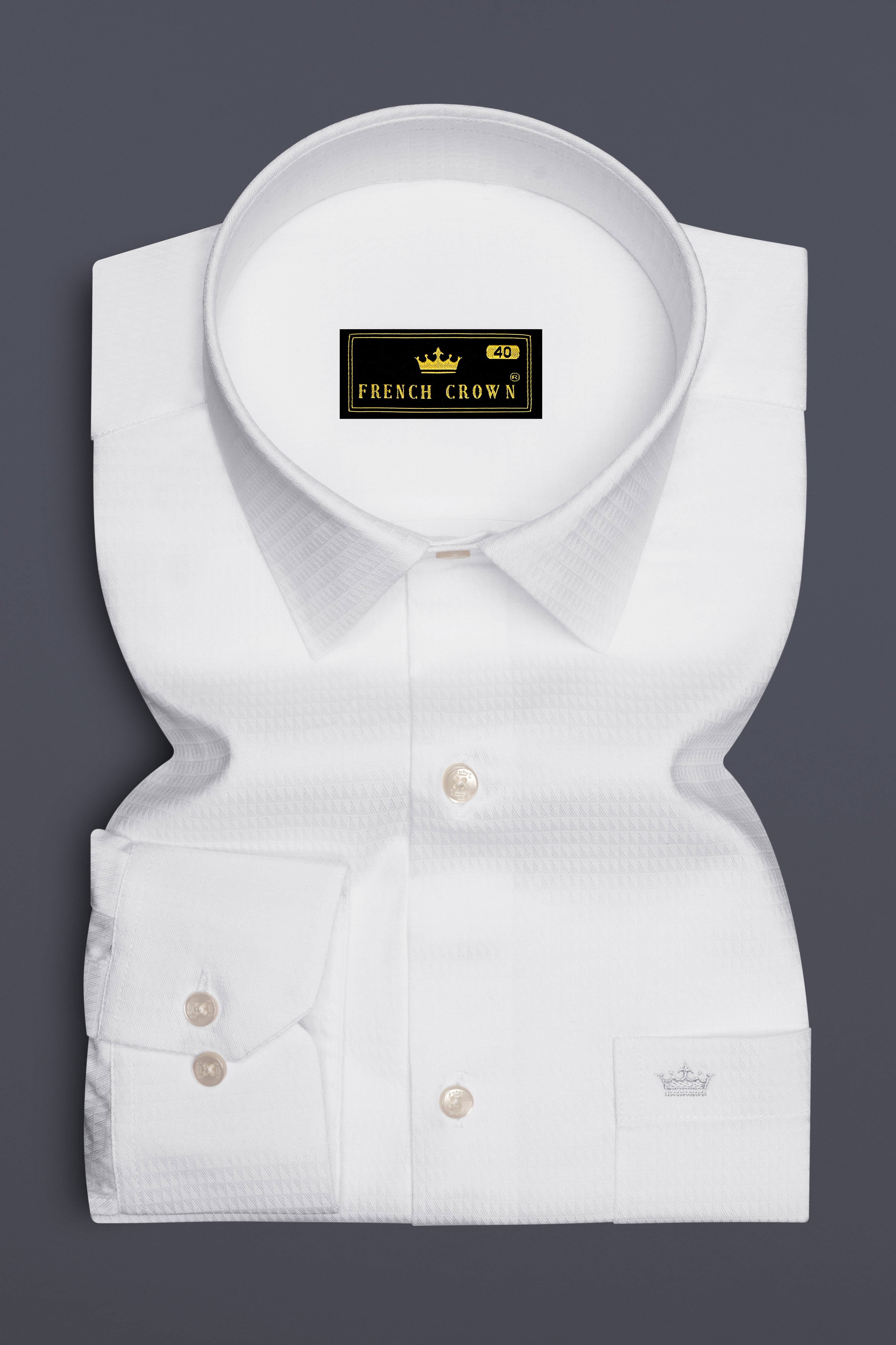 Bright White Dobby Textured Premium Giza Cotton Shirt