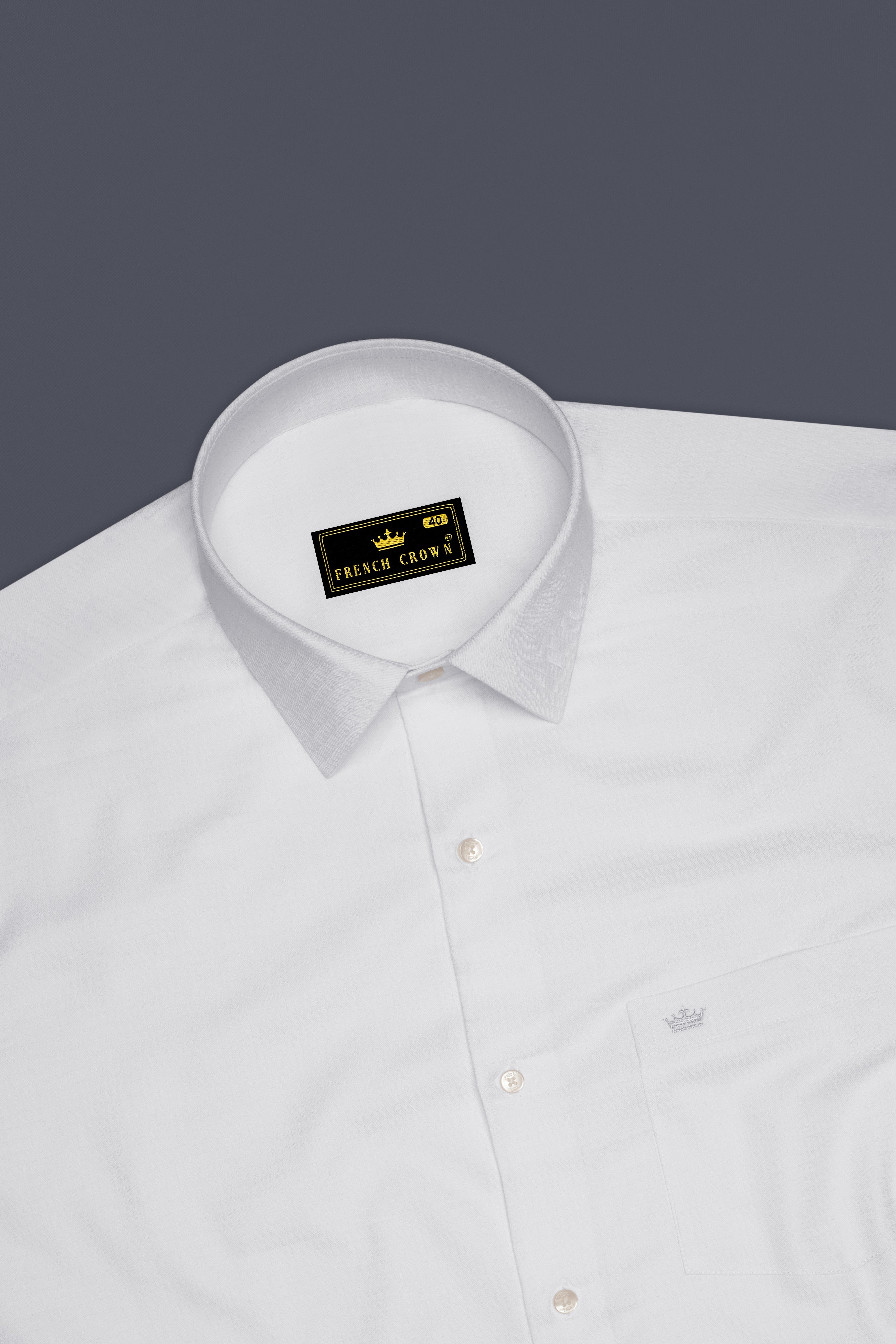 Bright White Dobby Textured Premium Giza Cotton Shirt
