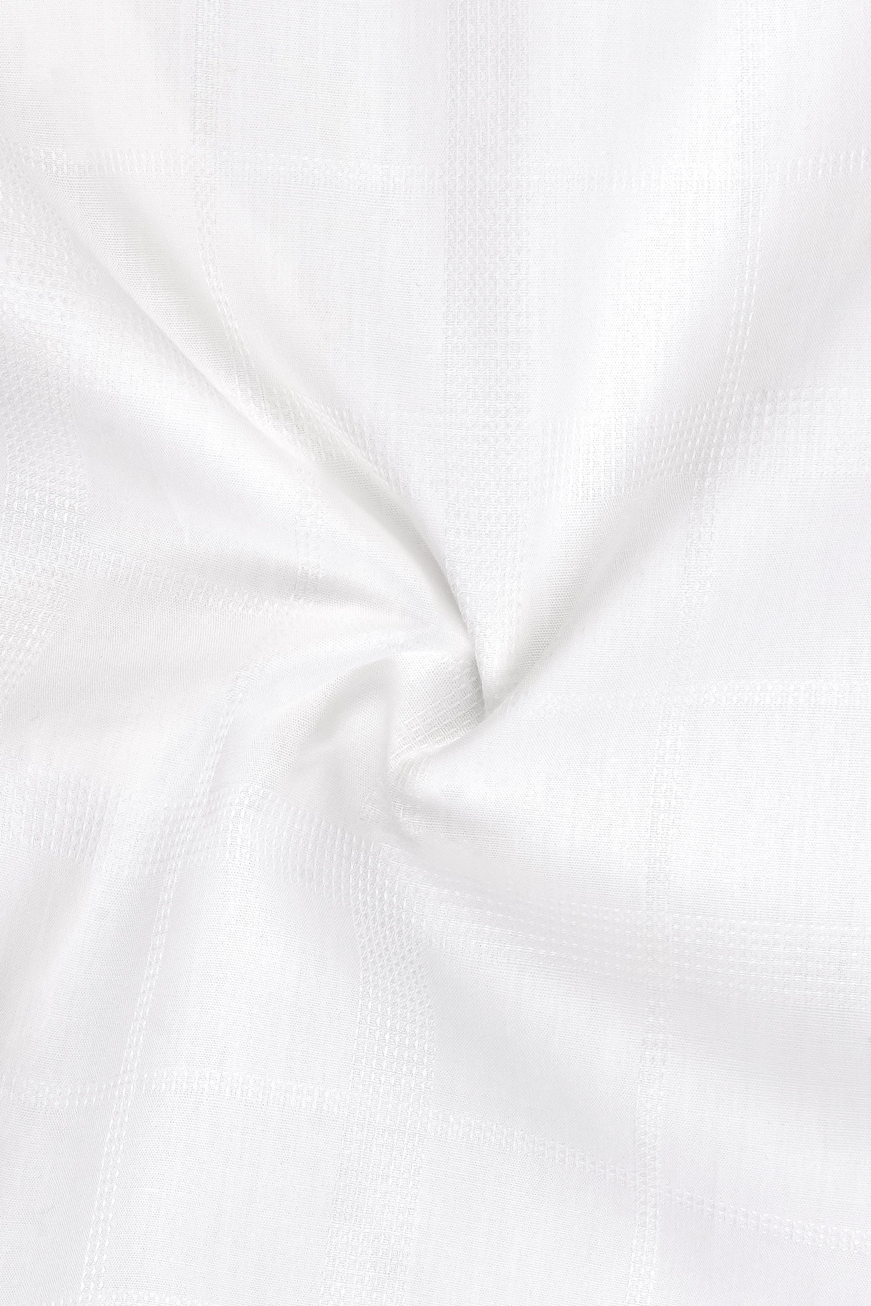 Bright White Dobby Textured Premium Giza Cotton Shirt