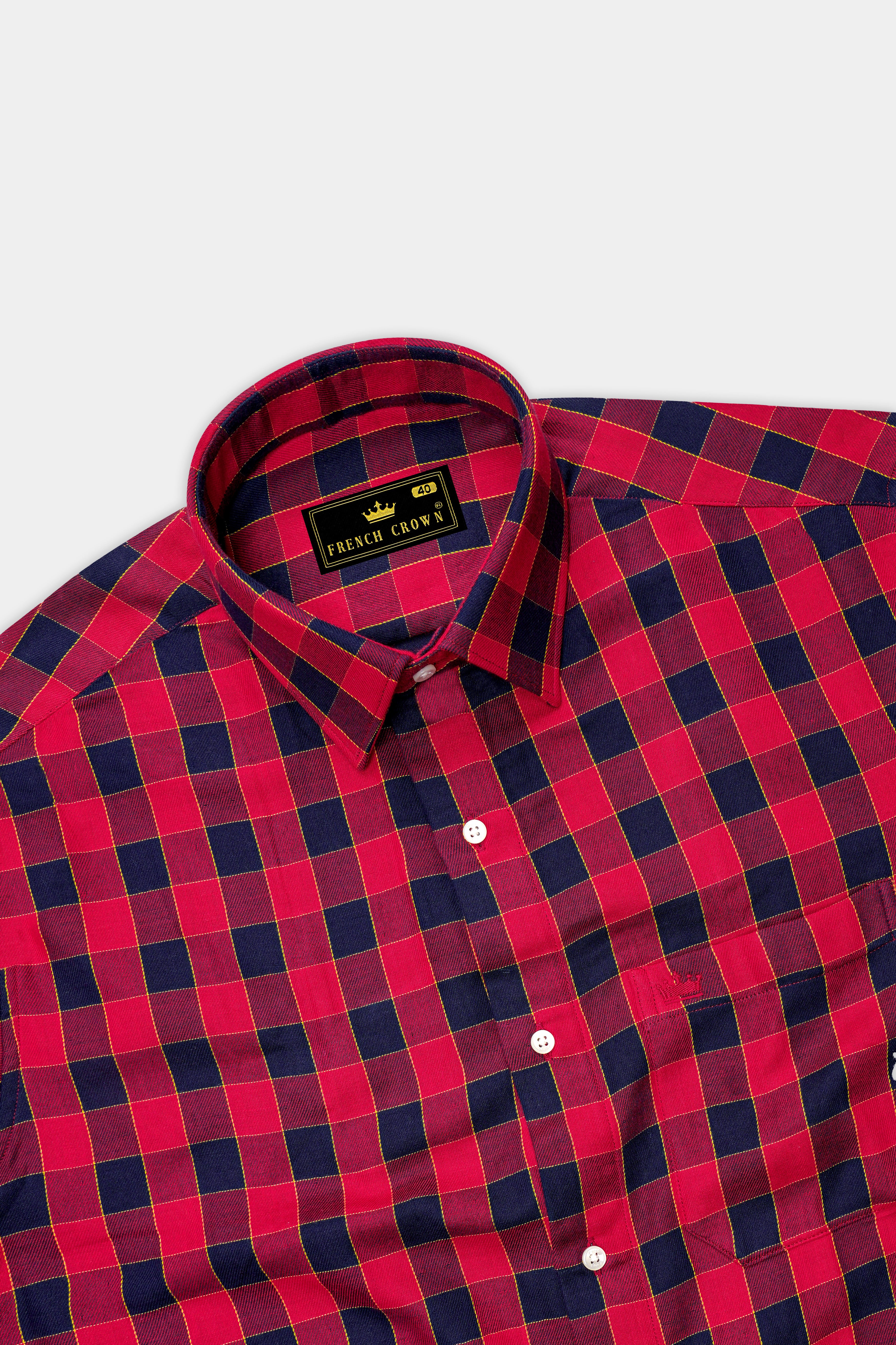 Carmine Red with Black Casual Checks-Plaid Premium Cotton Shirt For Men -  Rare Rabbit Shirts