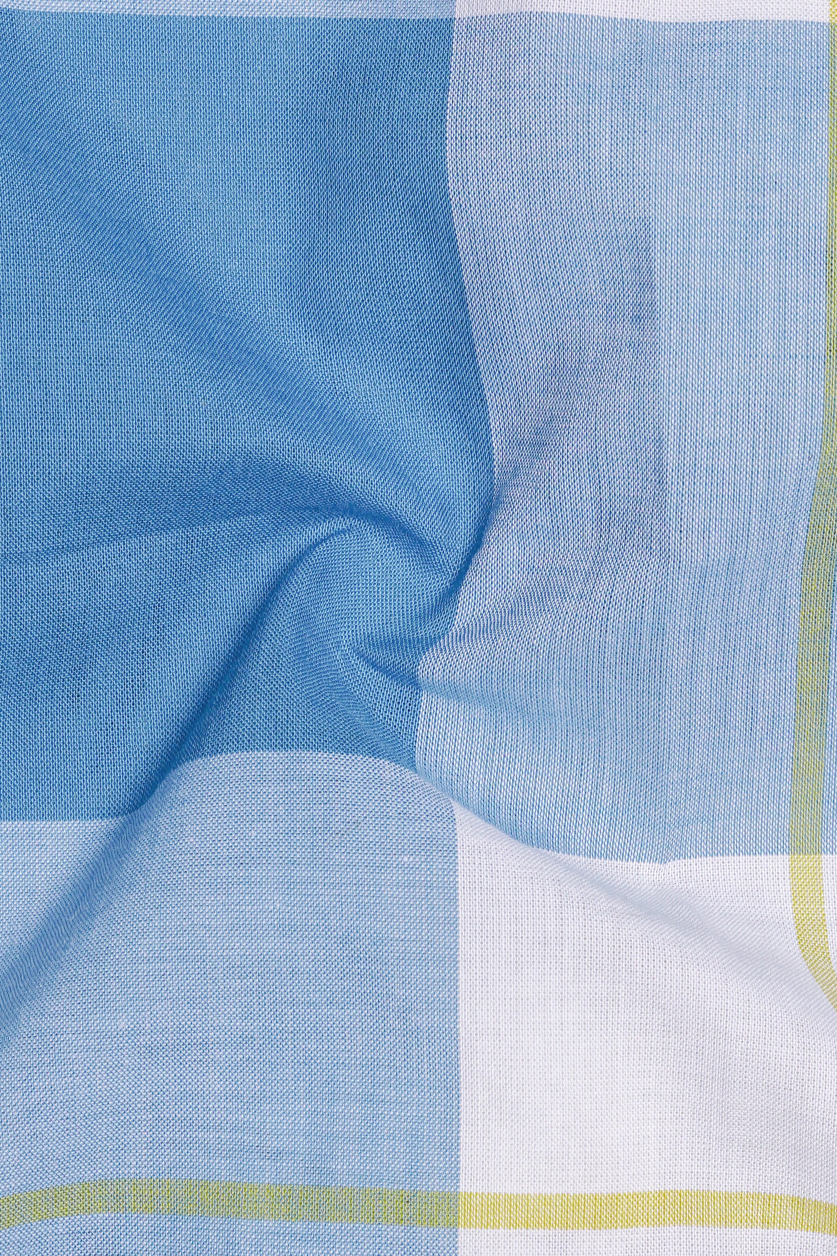 Teal Blue and White Checked Premium Cotton Shirt