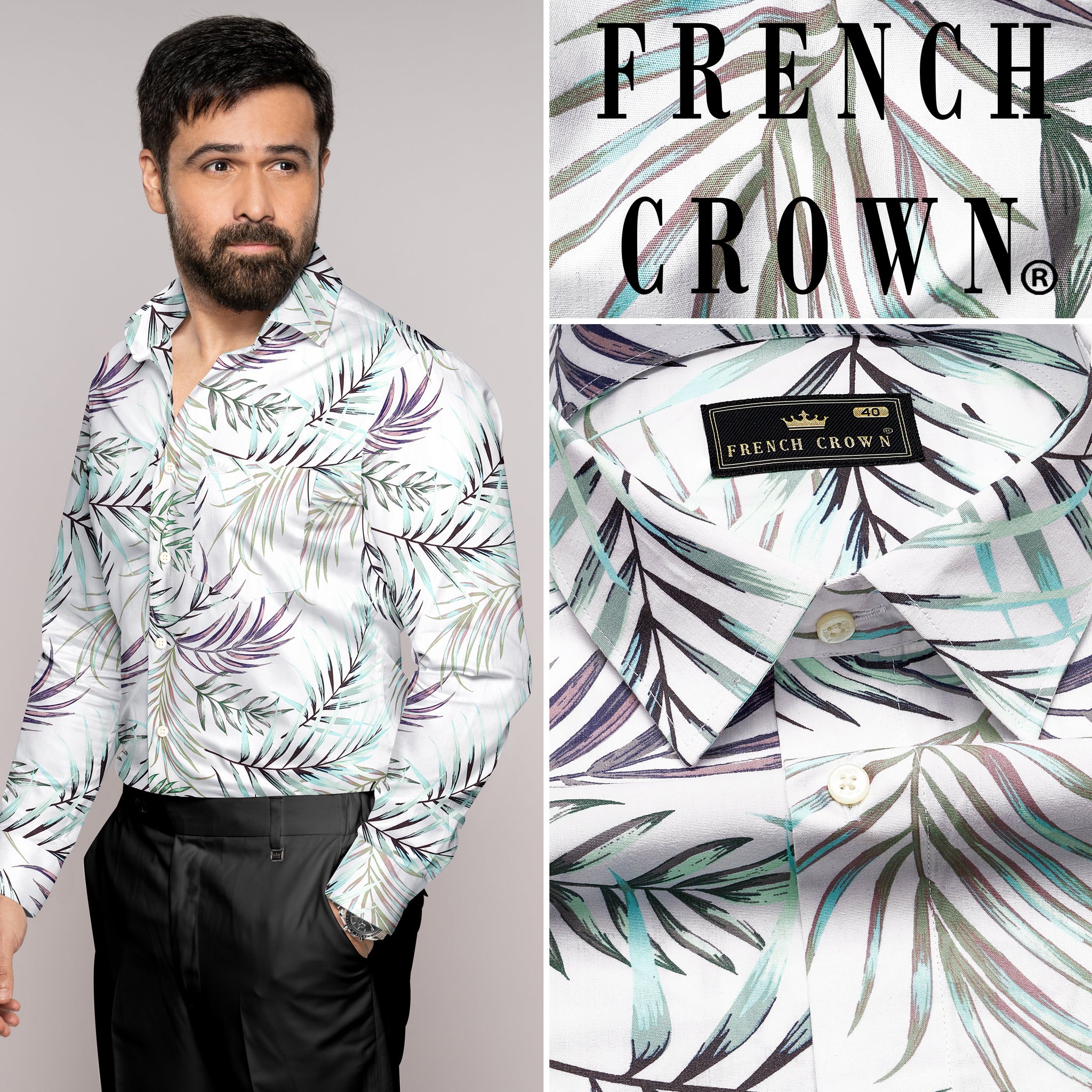 Bright White Multicolour Formal/Casual Prints Premium Cotton Shirt For ...