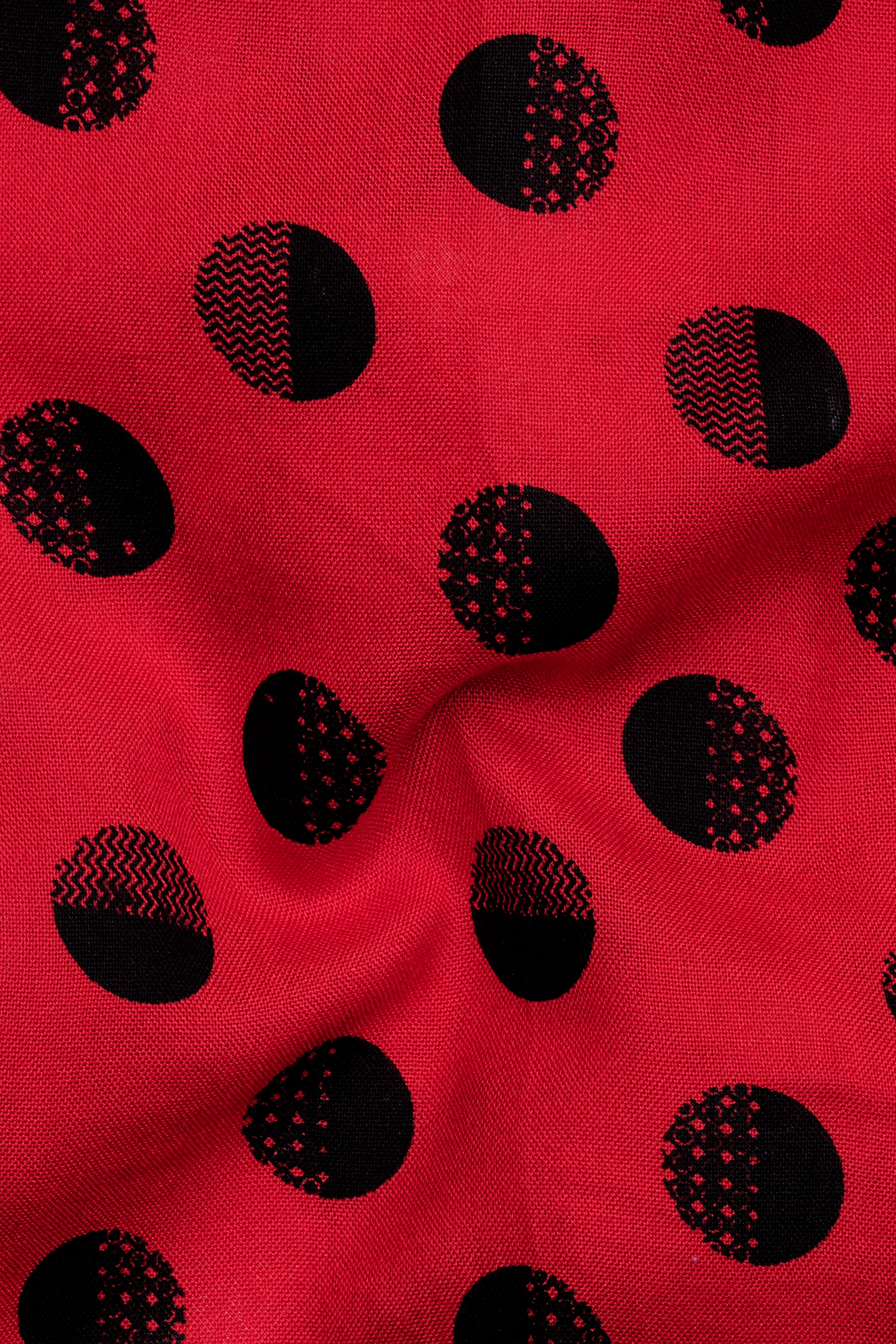 Cardinal Red with Black Polka Dots Premium Tencel Kurta Shirt