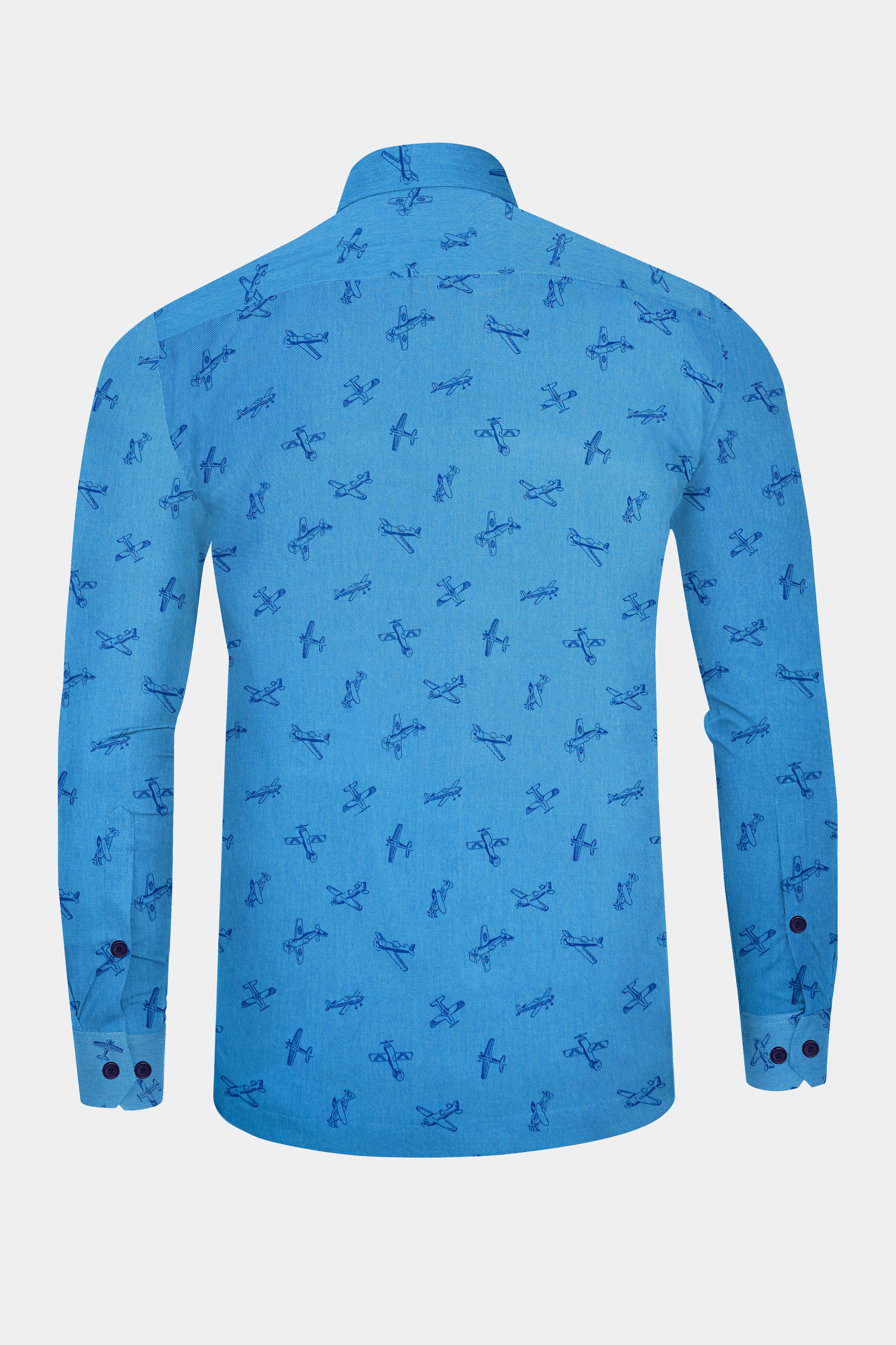 Hippie Blue Airplane Printed Royal Oxford Designer Overshirt