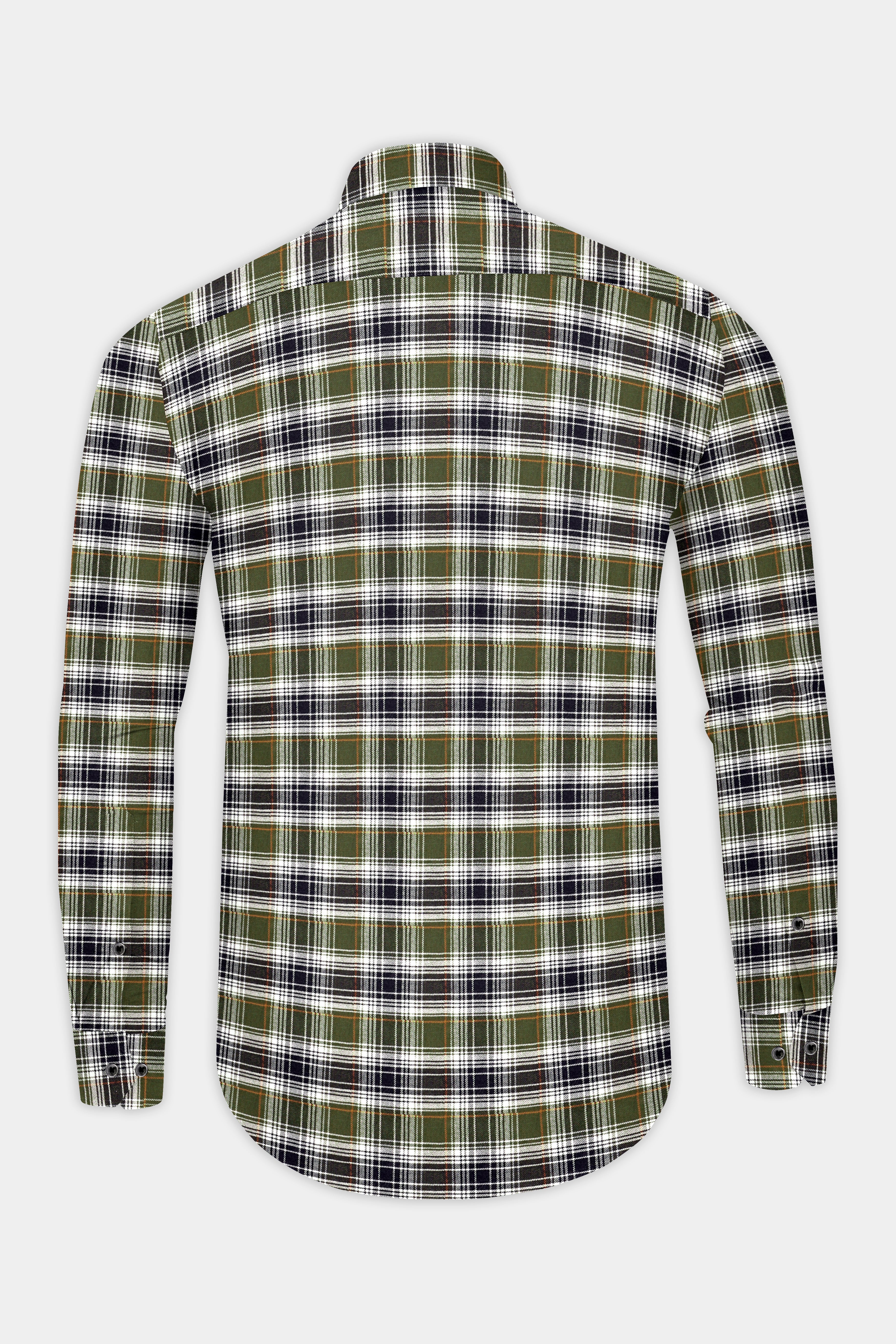 Camouflage Green with Zeus Black Plaid Flannel Shirt