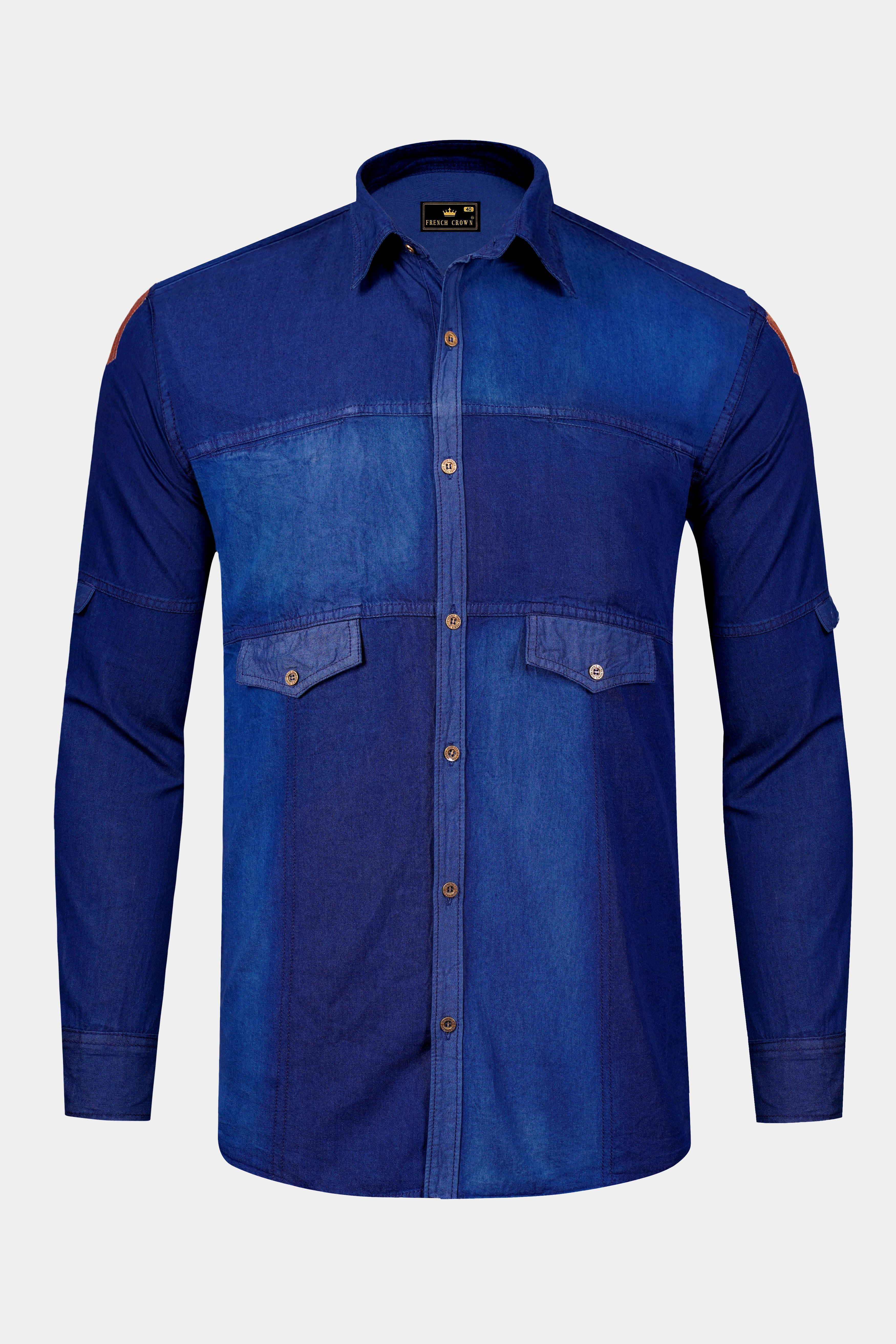 Ebony Blue Lightweight Denim Designer Shirt