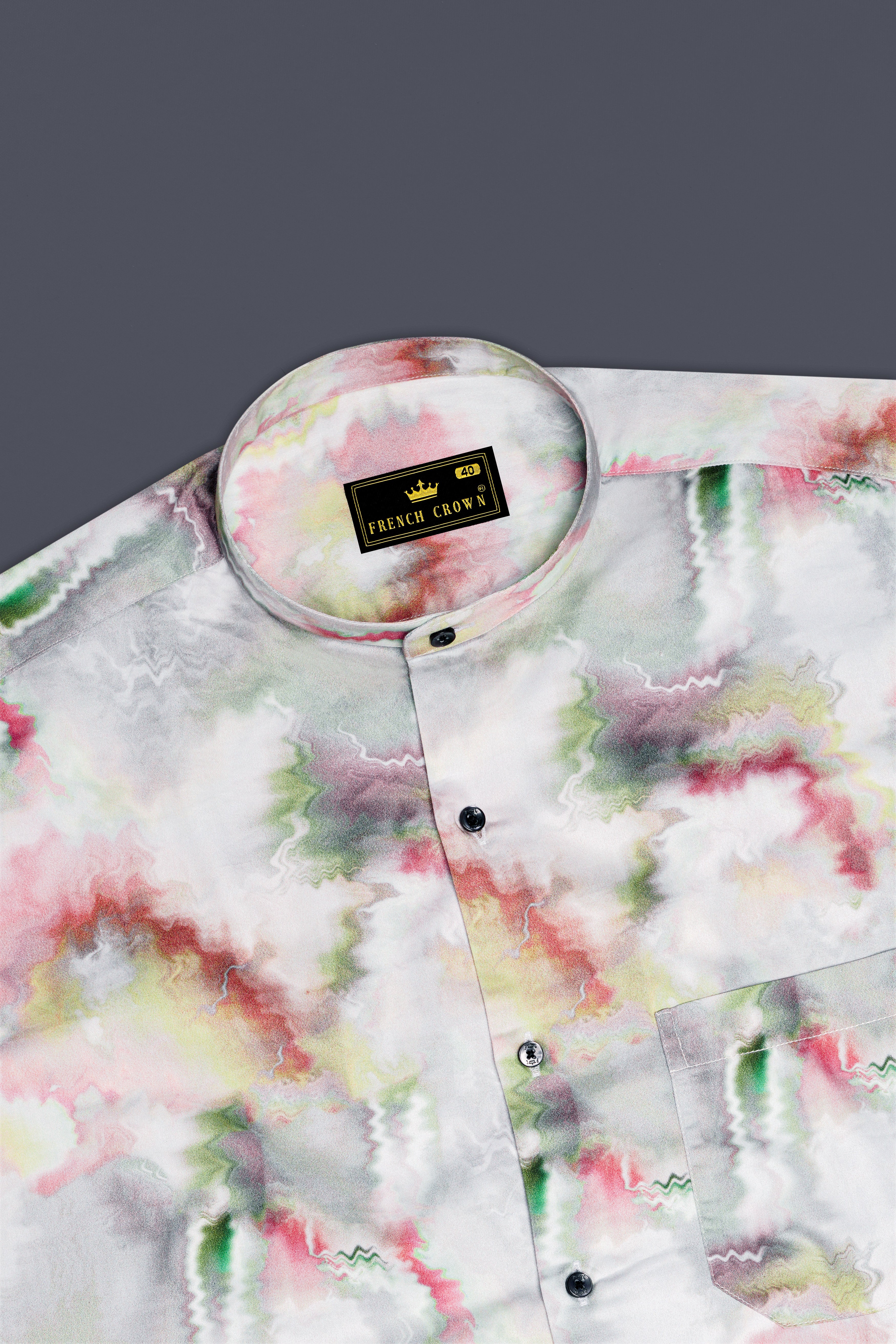 Mercury Off White with Nutmeg Red Marble Printed Super Soft Premium Cotton Shirt