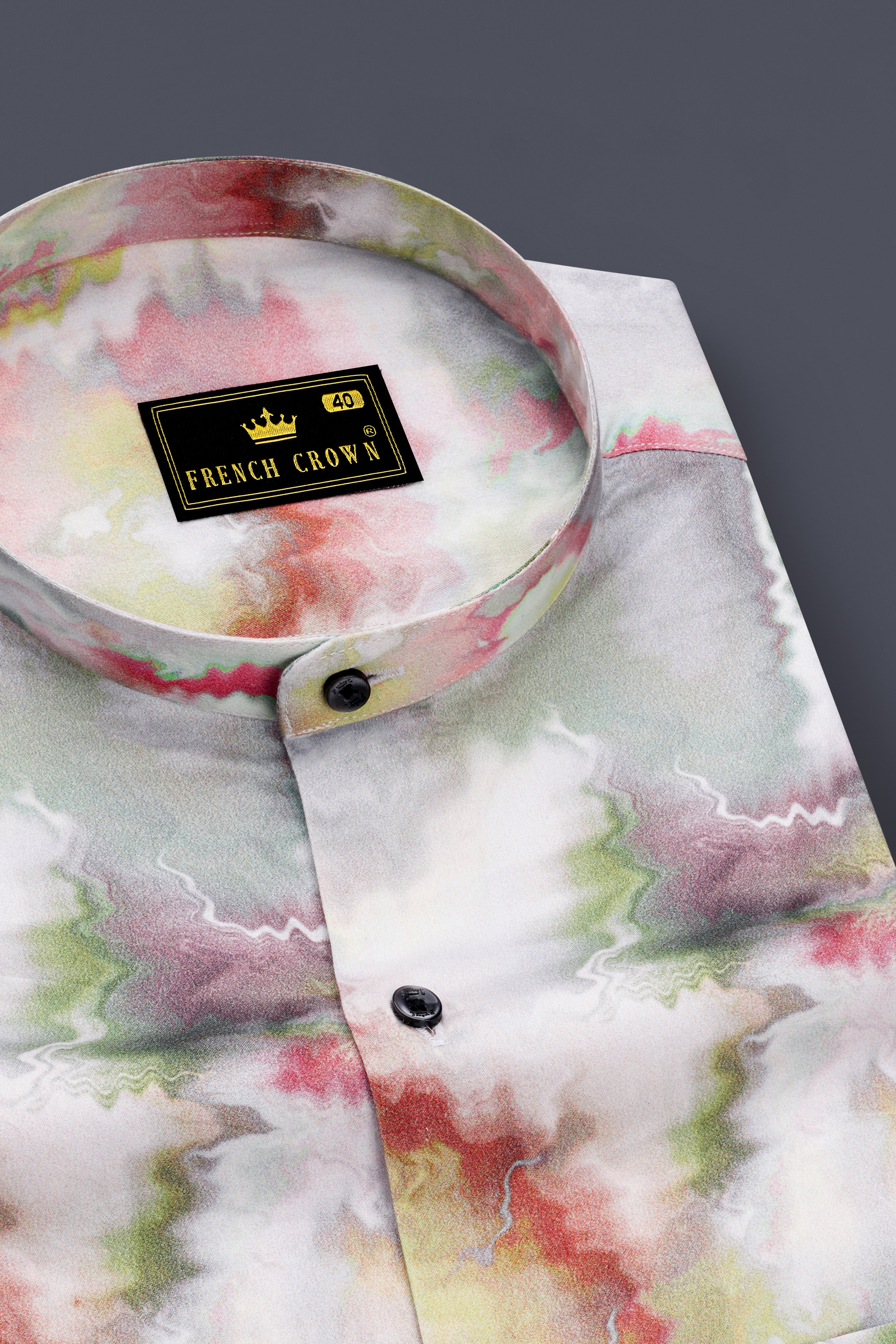 Mercury Off White with Nutmeg Red Marble Printed Super Soft Premium Cotton Shirt