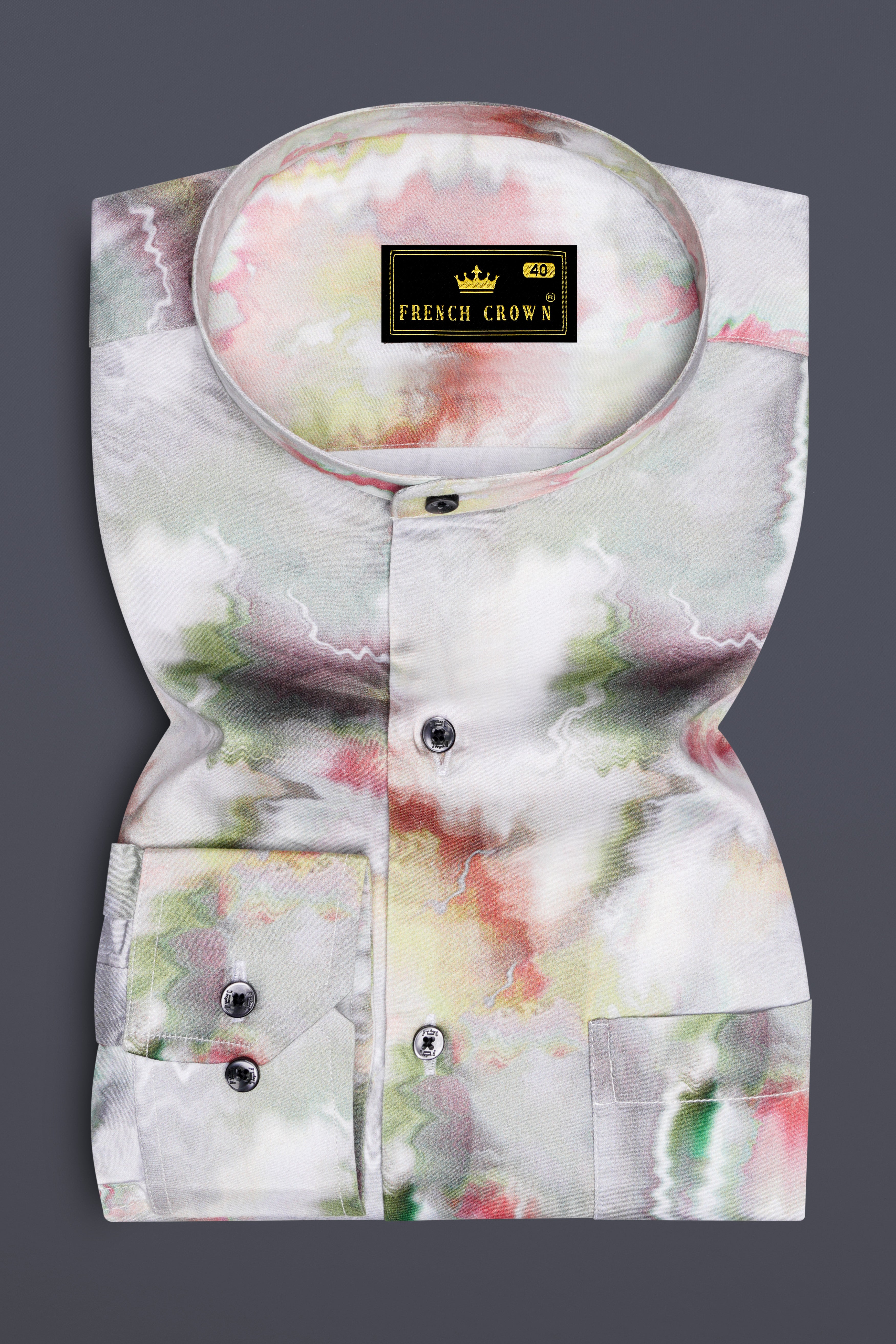Mercury Off White with Nutmeg Red Marble Printed Super Soft Premium Cotton Shirt