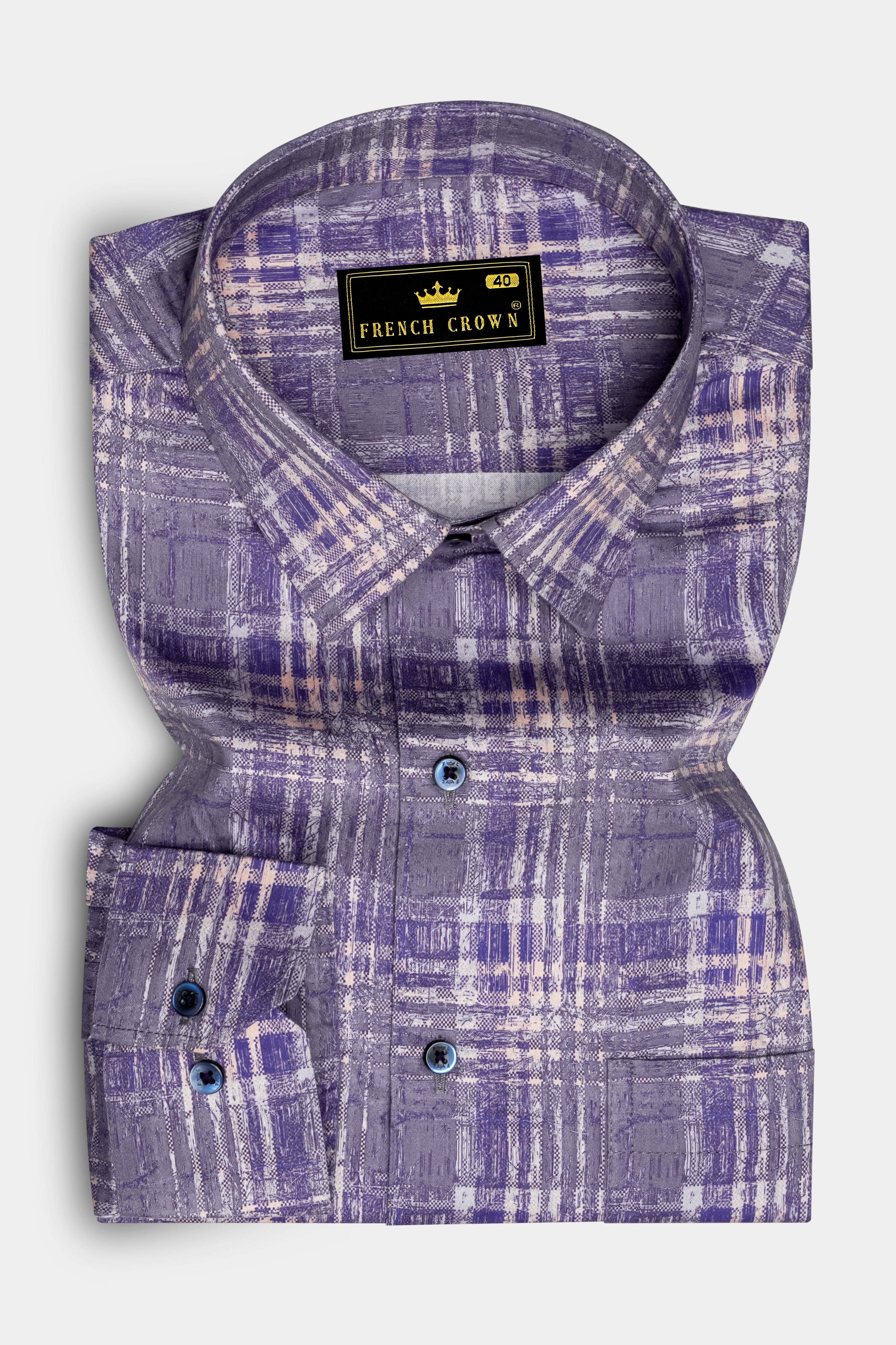 Regent Gray with Scampi Blue Plaid Super Soft Premium Cotton Shirt