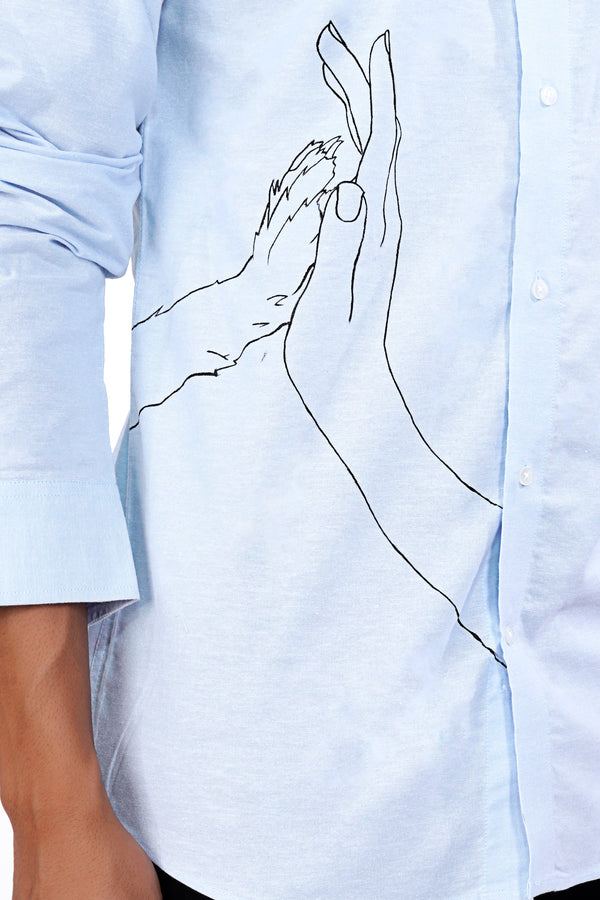 Hawkes Blue Hands Hand Painted Royal Oxford Designer Shirt