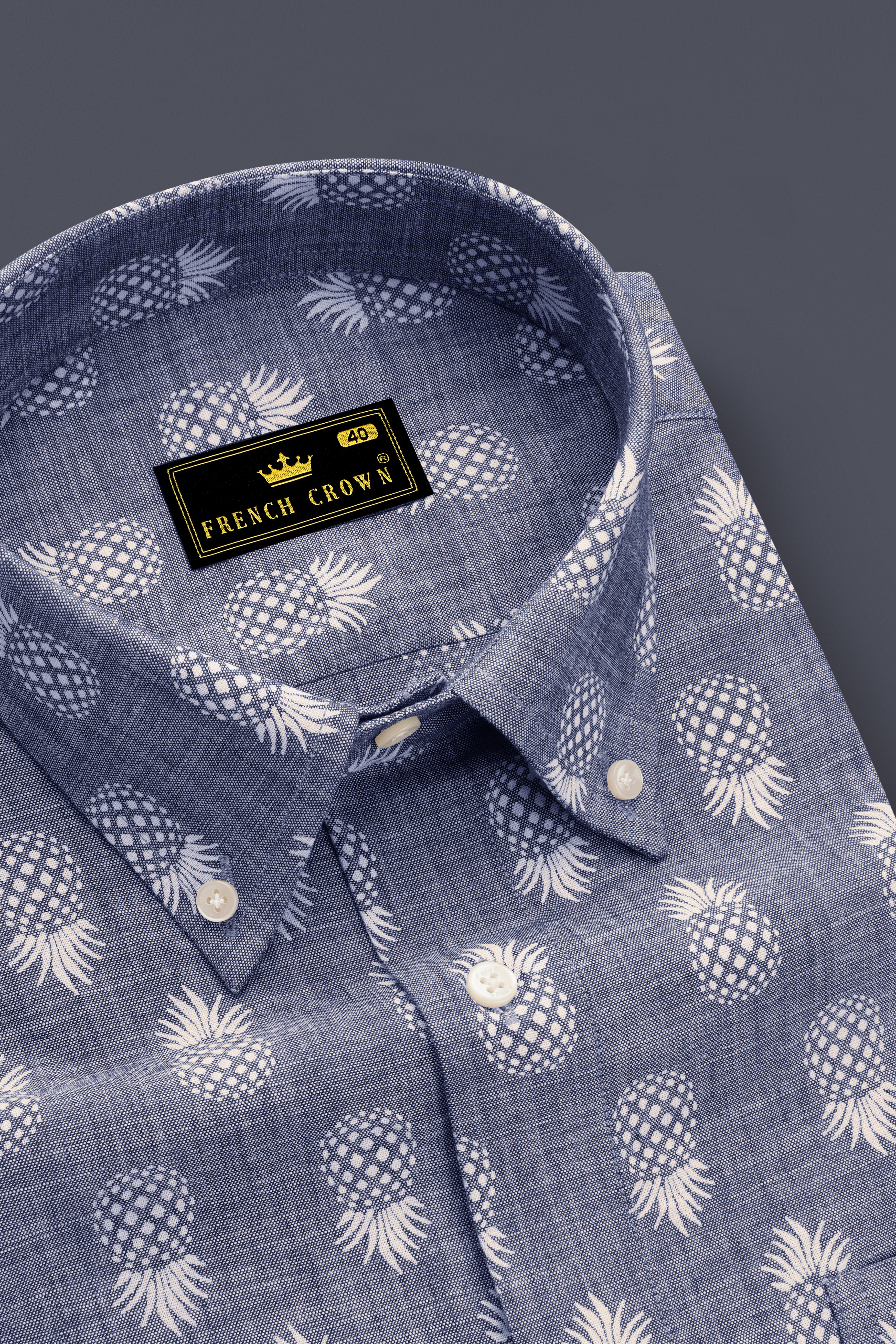 Comet Gray Pineapple Textured Denim Shirt