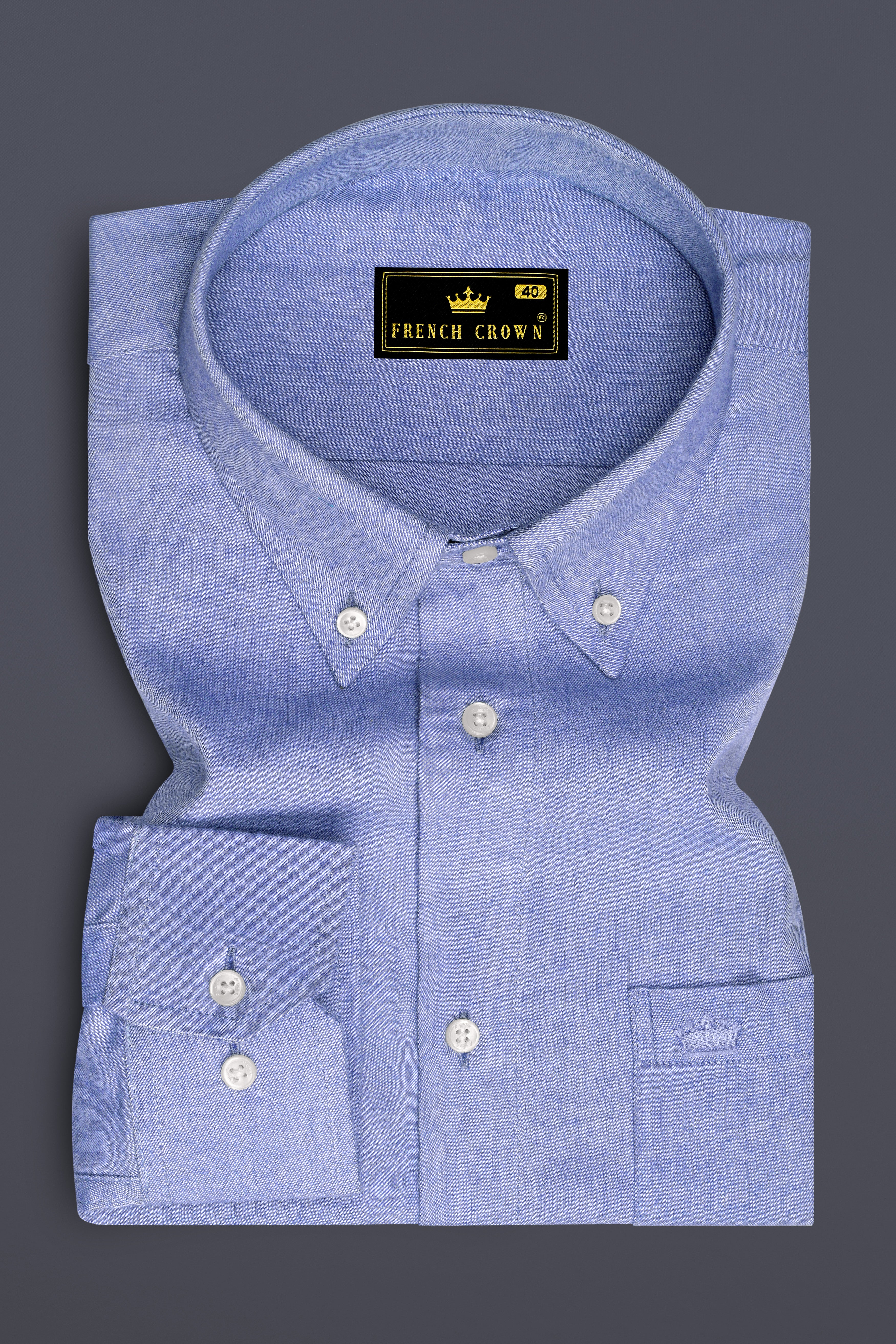 Cadet Blue Twill Premium Cotton Shirt