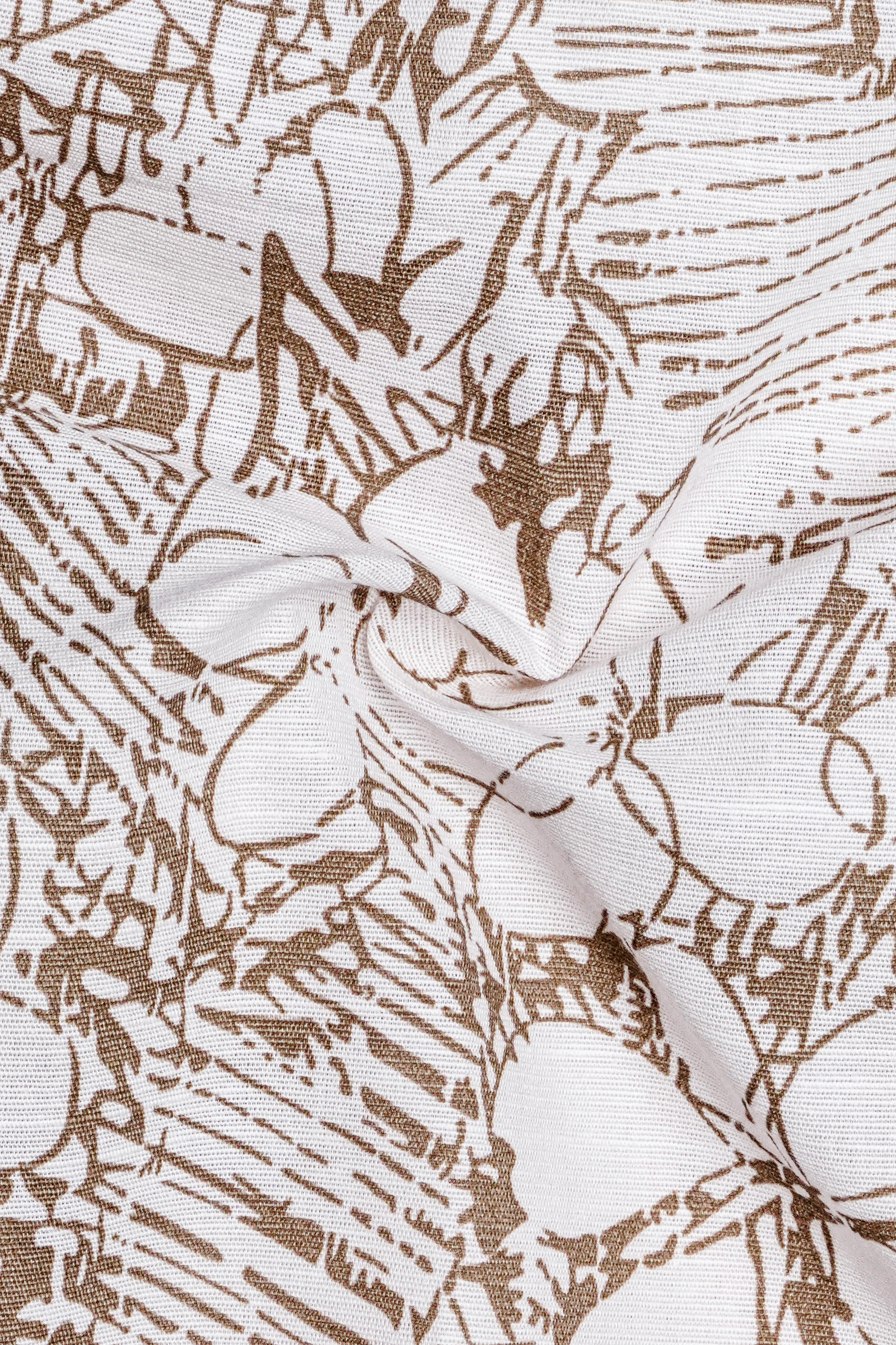 Fantasy Cream with Pastel Green Floral Textured Luxurious Linen Kurta Shirt