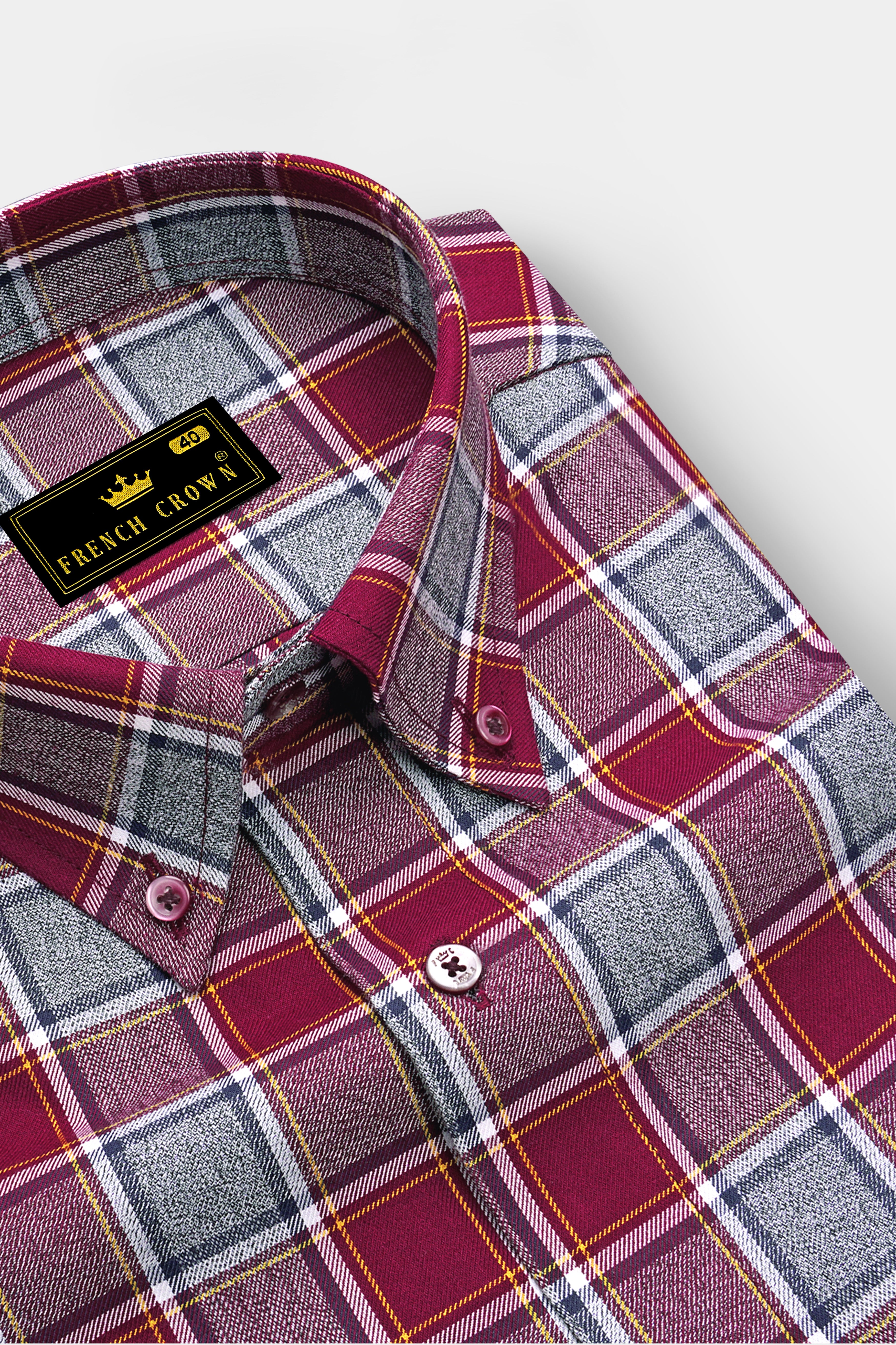Cherrywood Red Multicolour Twill Checkered Premium Cotton Shirt