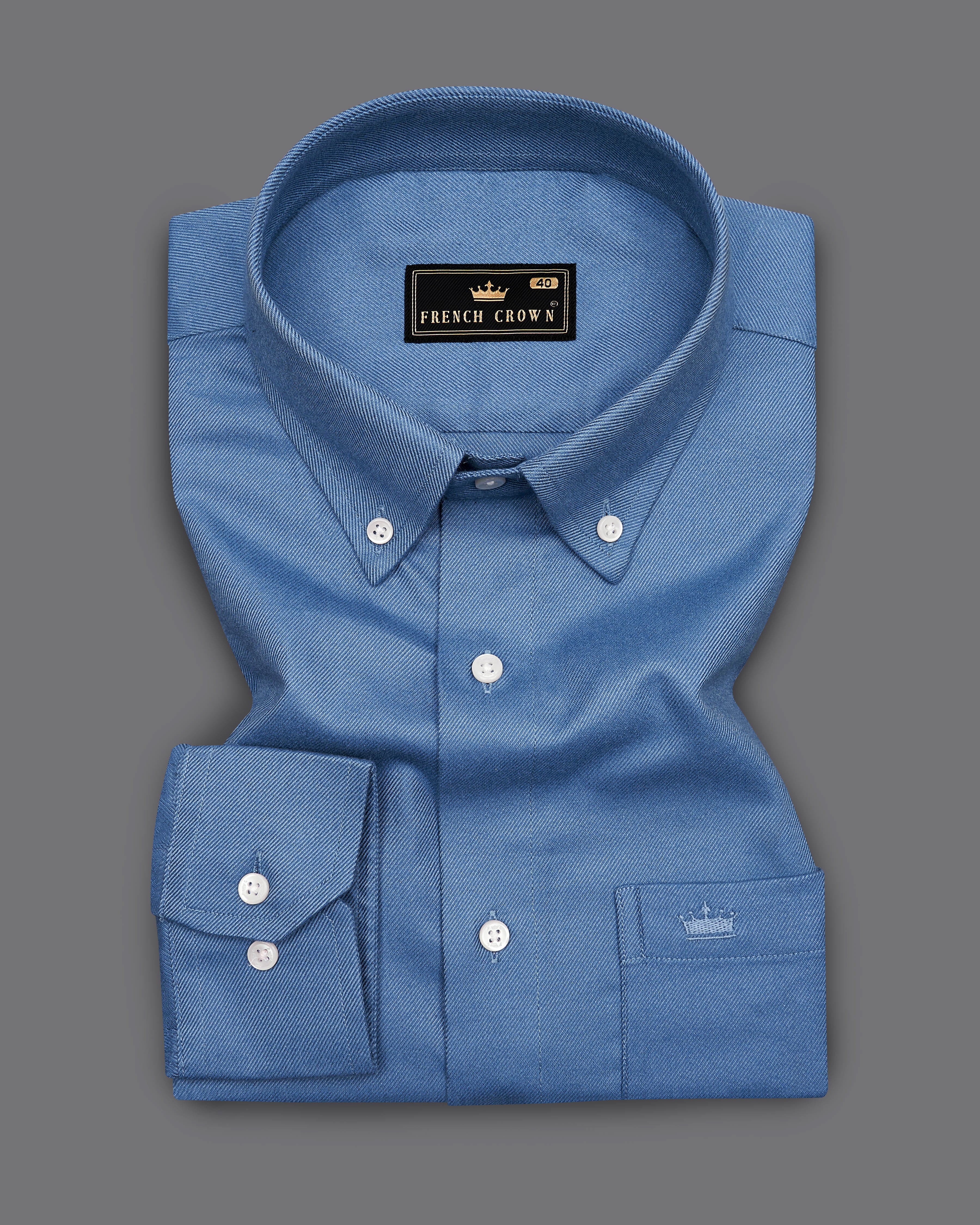 Waikawa Blue Twill Premium Cotton Shirt