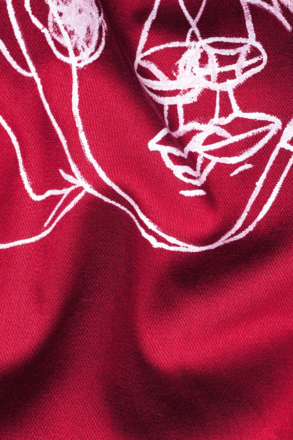 Cardinal Red Hand Painted Twill Premium Cotton Designer Shirt