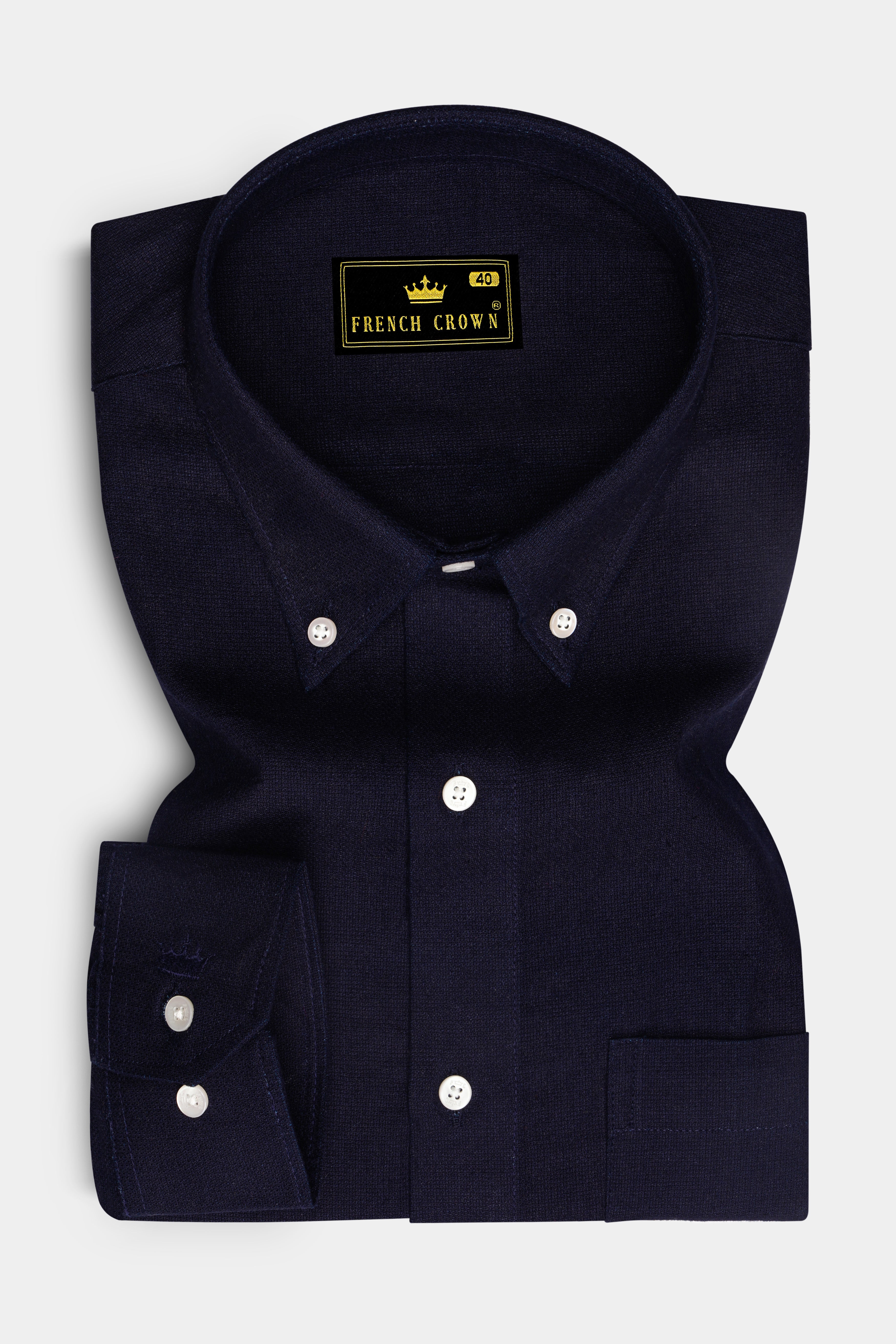 Onyx Black Button-Down Denim Shirt