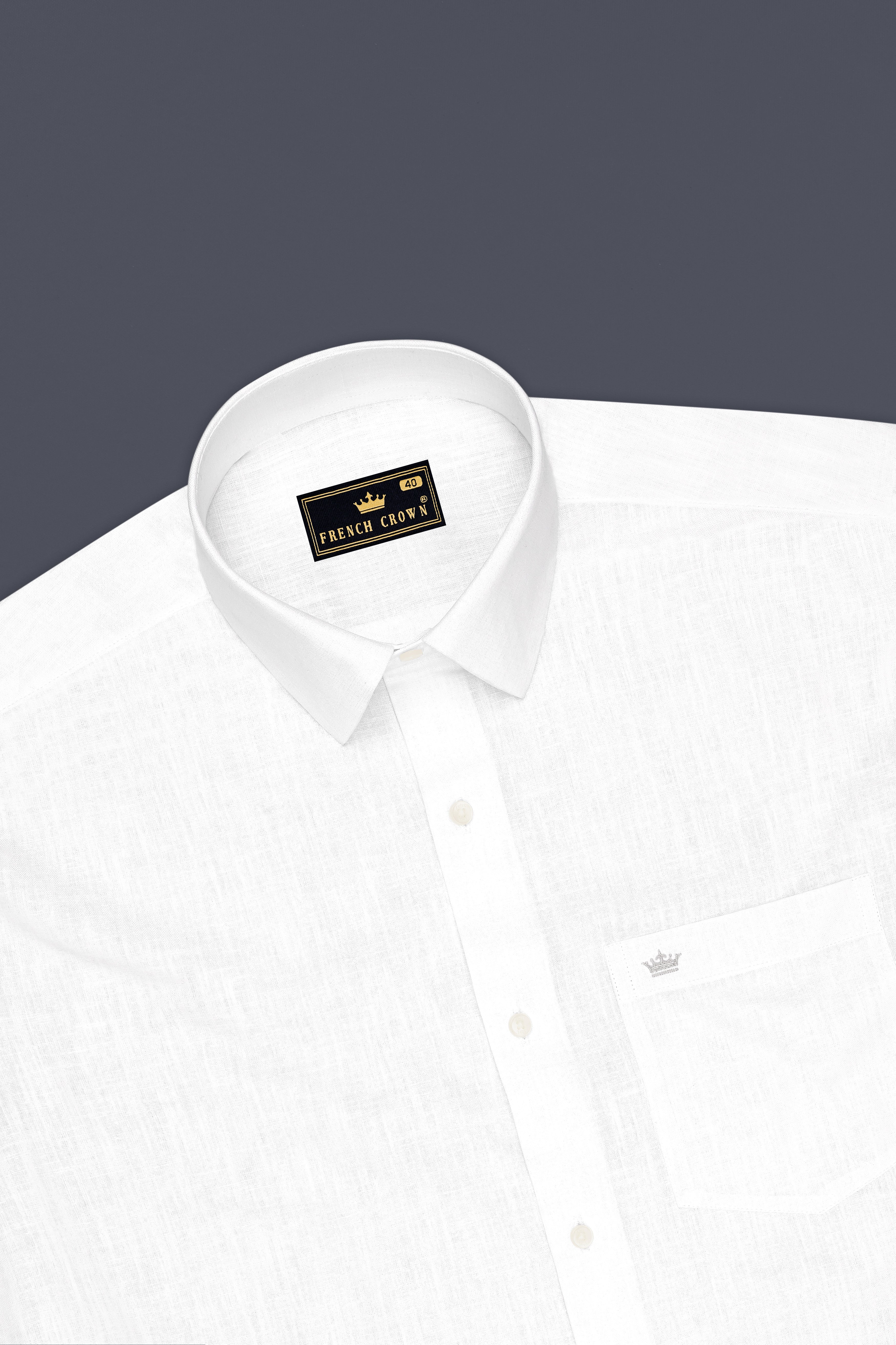Bright White Luxurious Linen Shirt