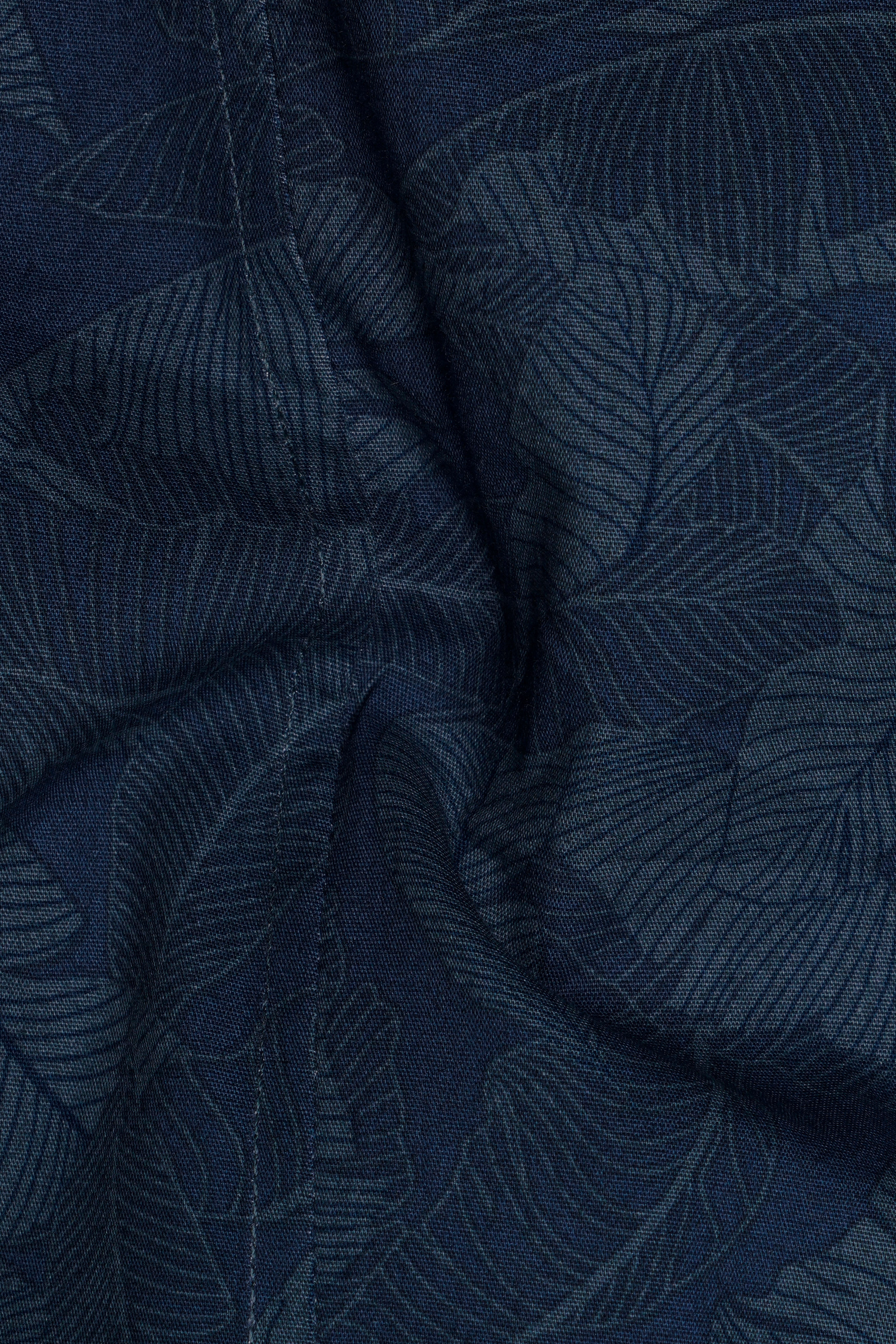 Rhino Blue Leaves Printed Premium Cotton Designer Shirt