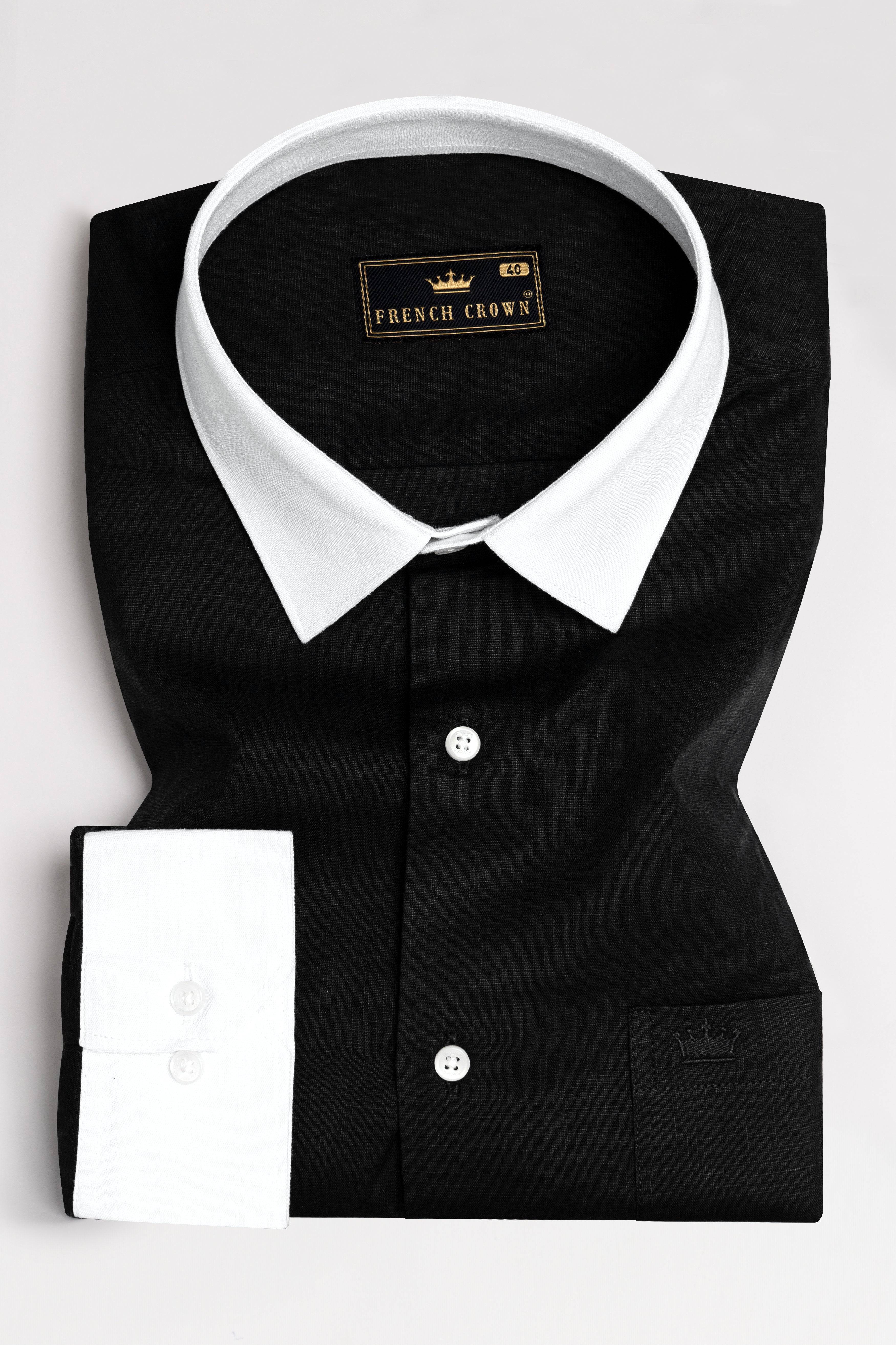 Rich black Corporate Luxury Linen-cotton SHIRT