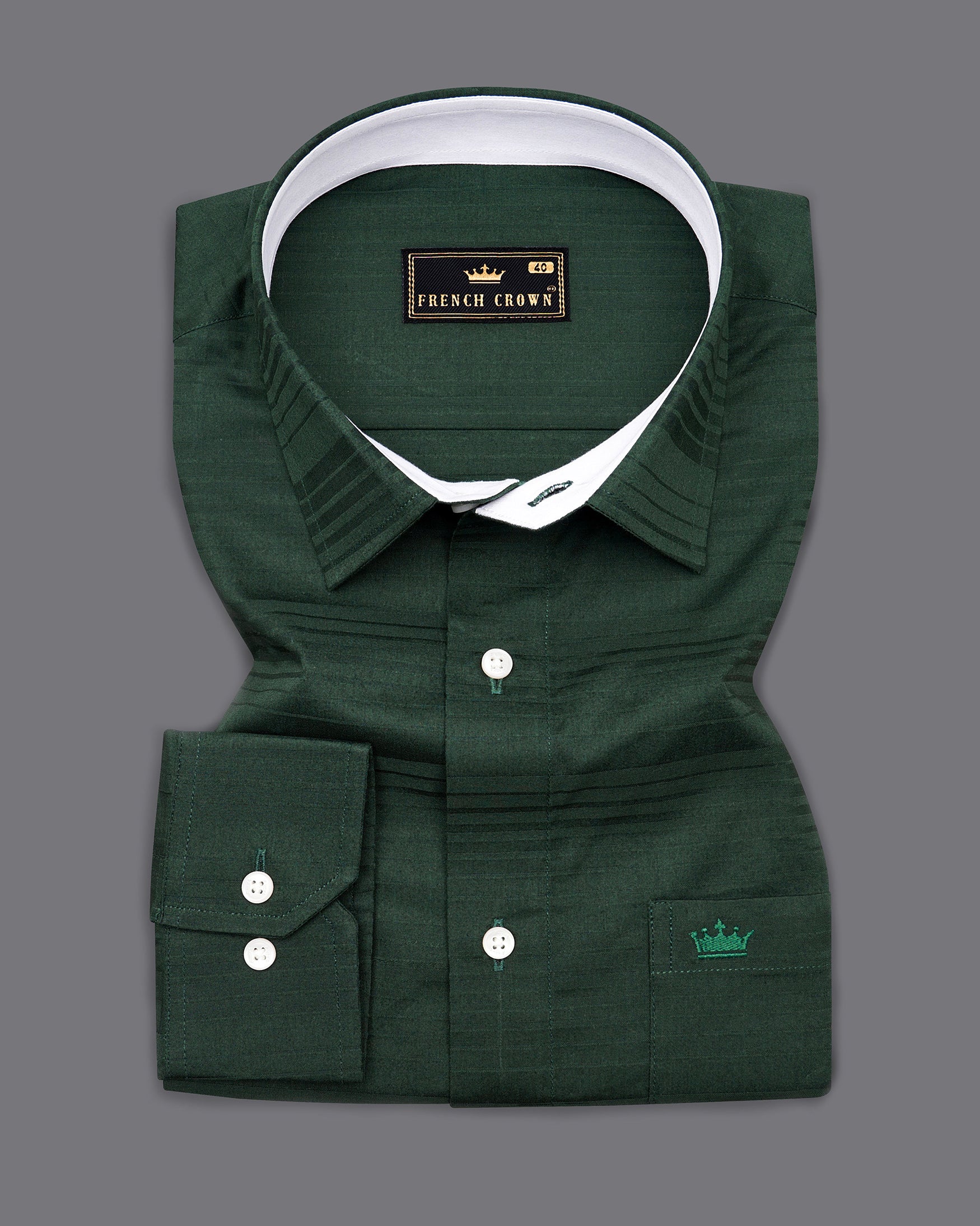 Everglade Green Subtle Striped Dobby Textured Premium Giza Cotton Shirt