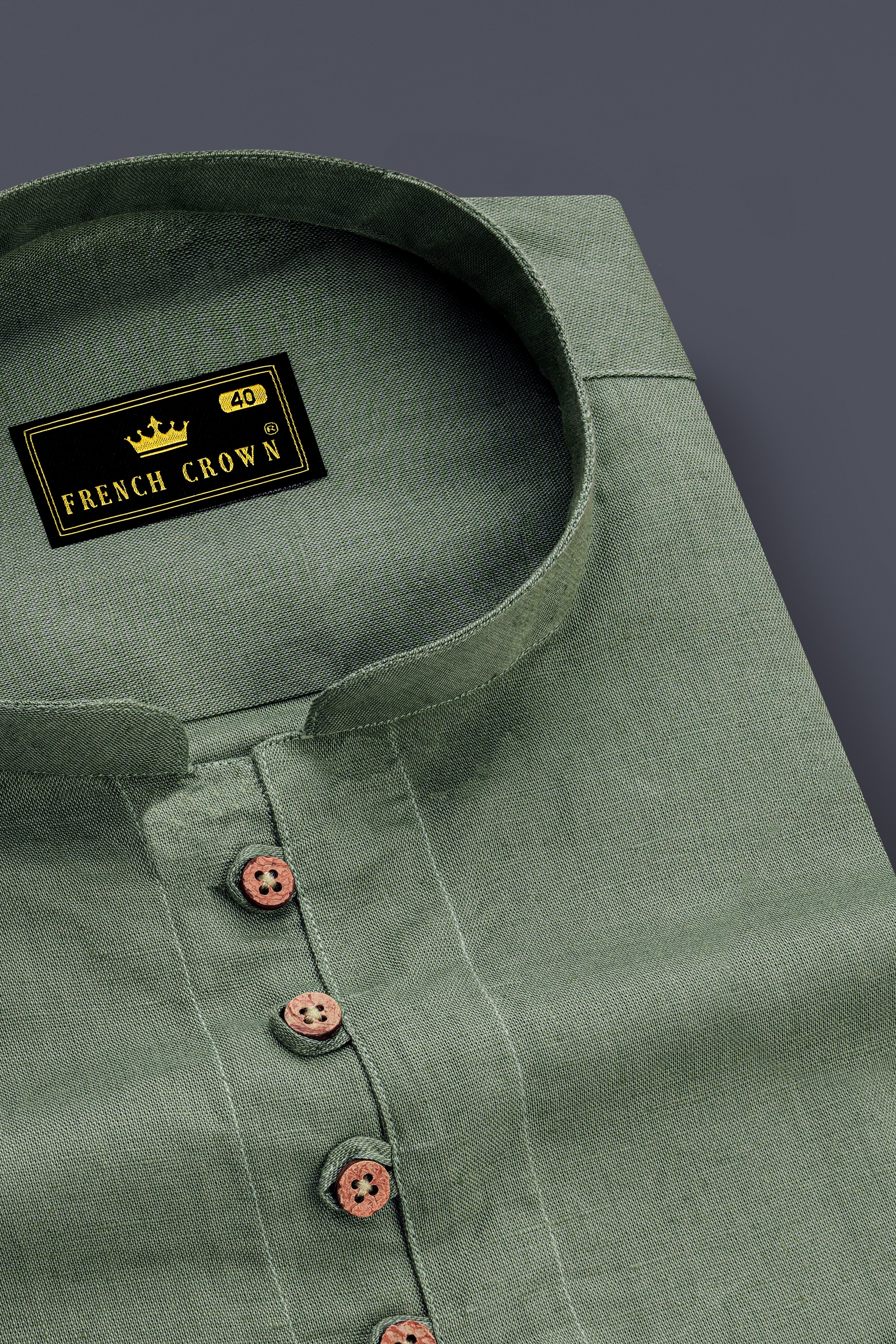 Oyster Green Luxurious Linen Kurta Shirt