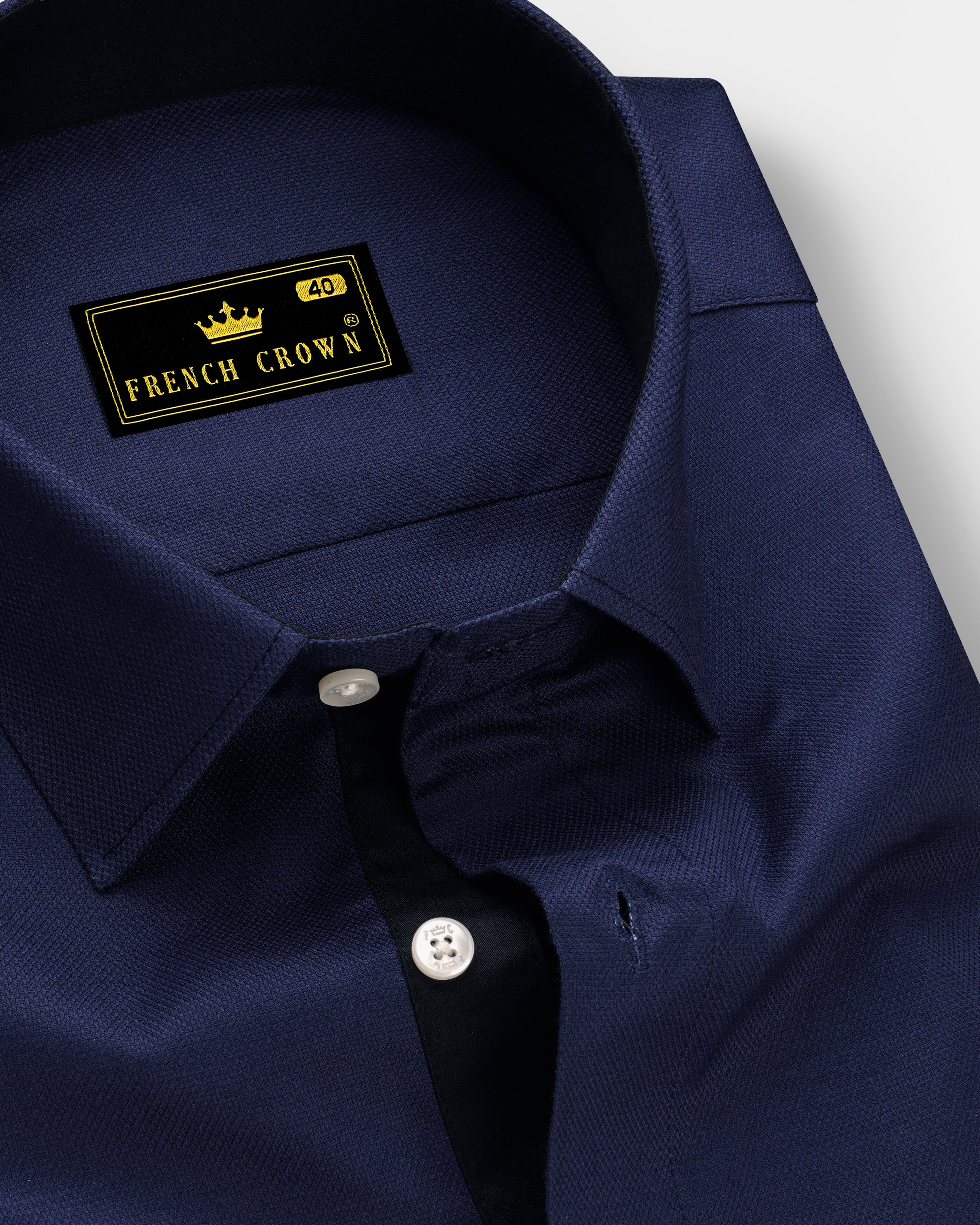 Firefly Blue Dobby Textured Premium Giza Cotton Shirt