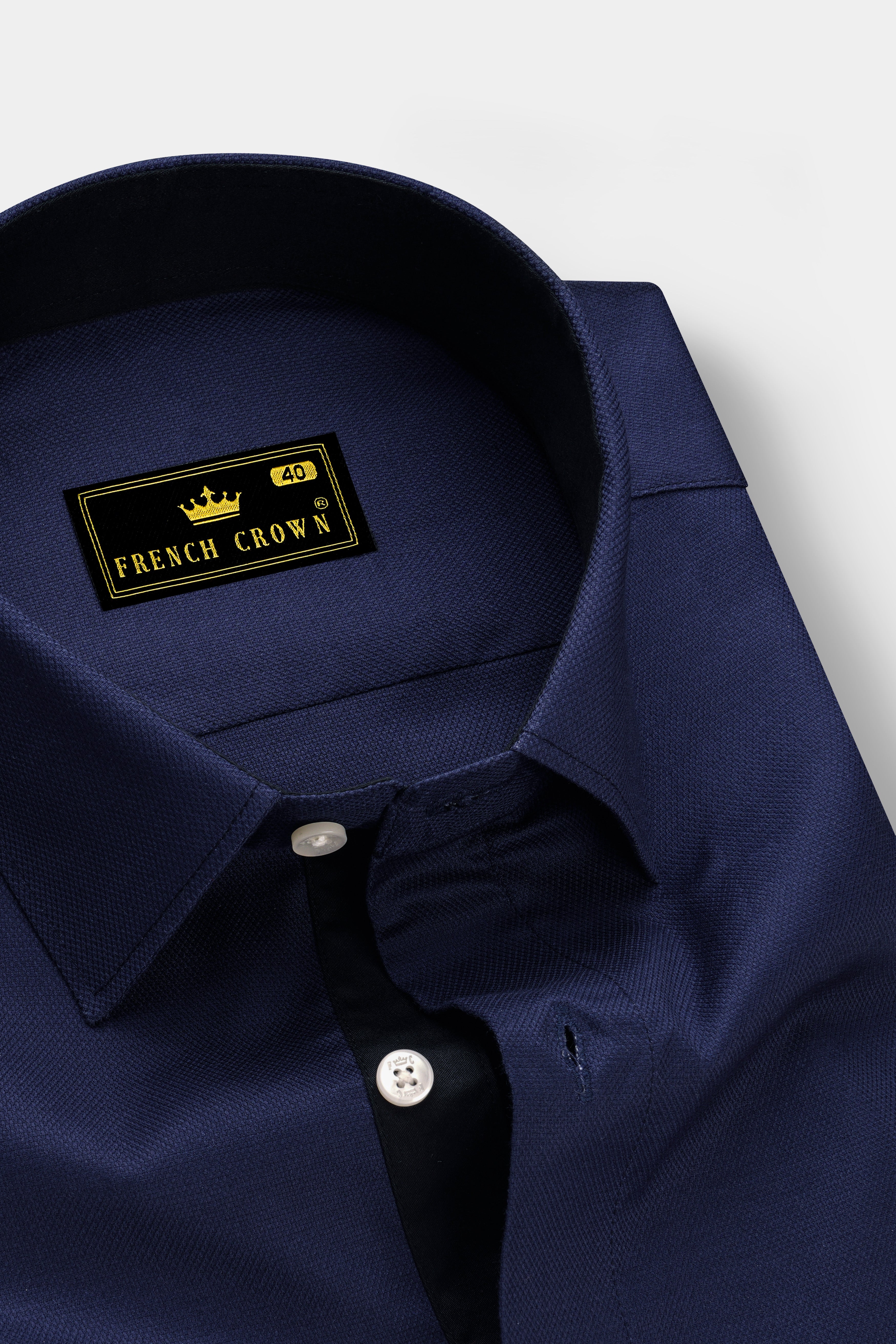 Firefly Blue Dobby Textured Premium Giza Cotton Shirt