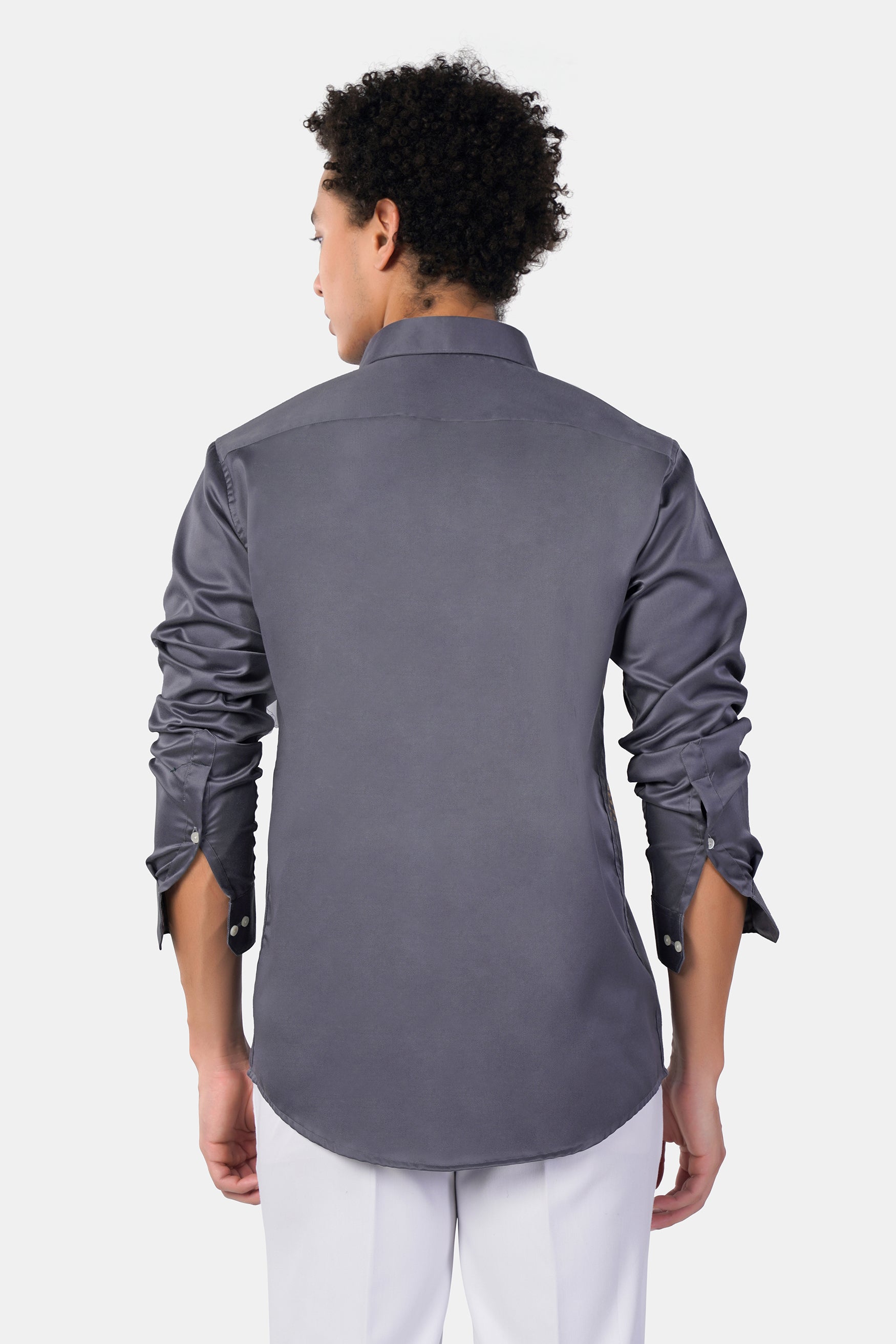 Mist Gray Hand Painted Subtle Sheen Super Soft Premium Cotton Designer Shirt