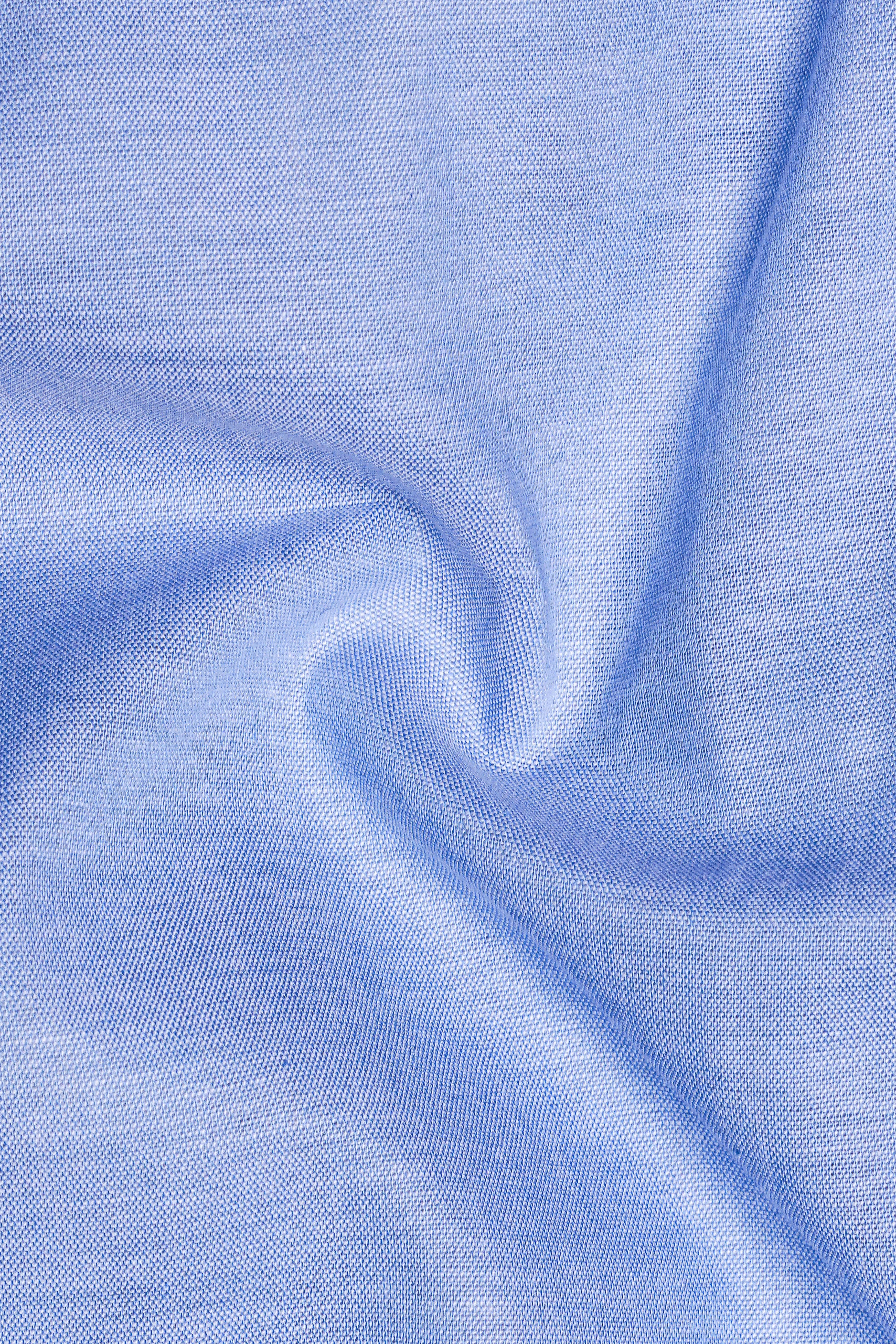 Perano Blue and White Premium Cotton Designer Shirt