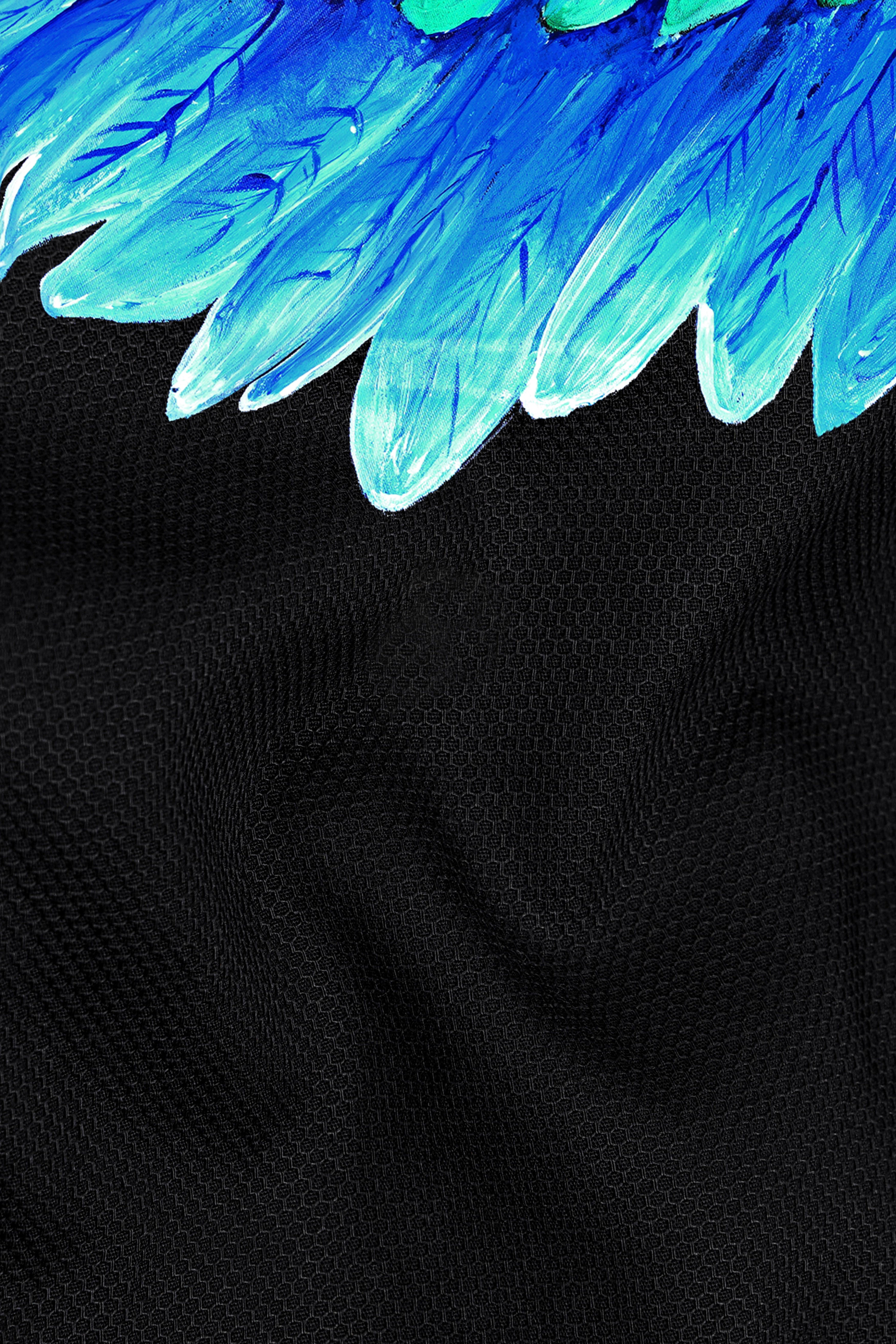 Jade Black Multicolour Wings Hand Painted Dobby Textured Premium Giza Cotton Designer Shirt